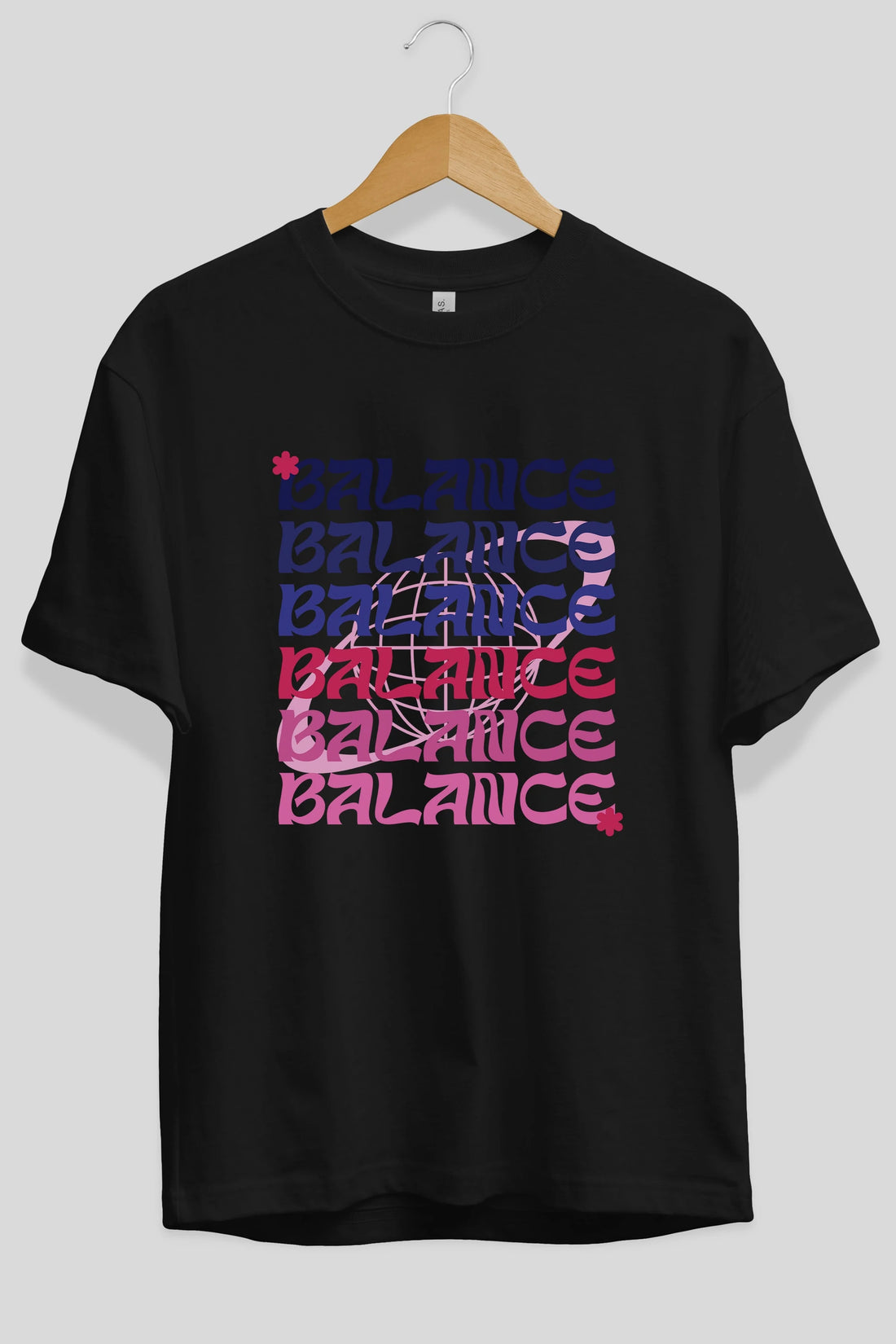 Balance Yazılı Ön Baskılı Oversize t-shirt Erkek Kadın Unisex