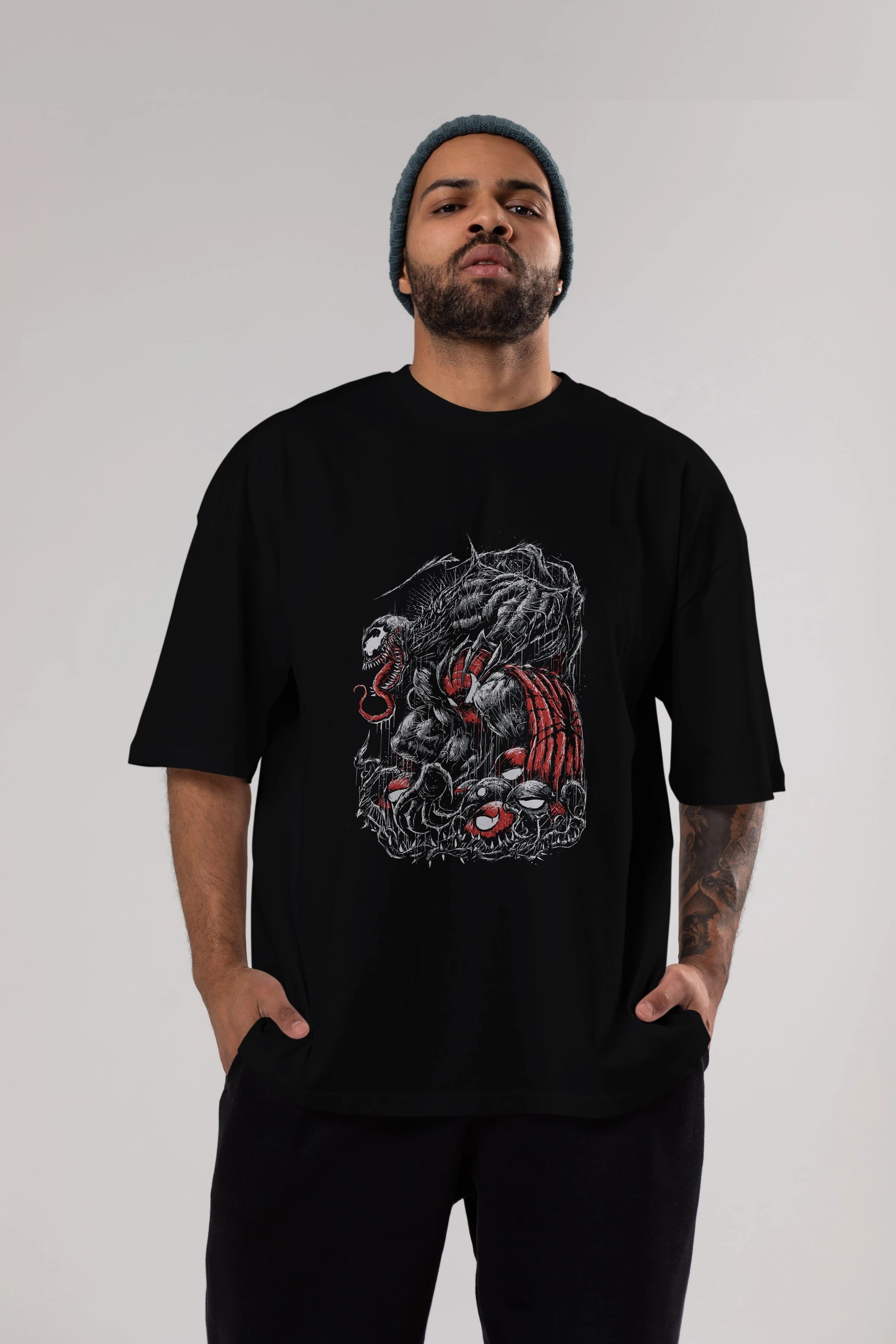 Venom (14) Ön Baskılı Oversize t-shirt Erkek Kadın Unisex %100 Pamuk Bisiklet Yaka tişort