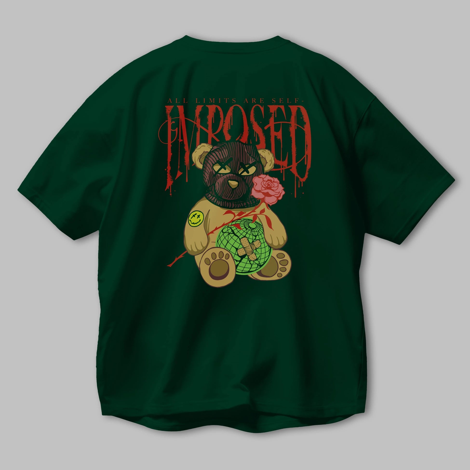 All Limits Bear Arka Baskılı Oversize t-shirt Erkek Kadın Unisex