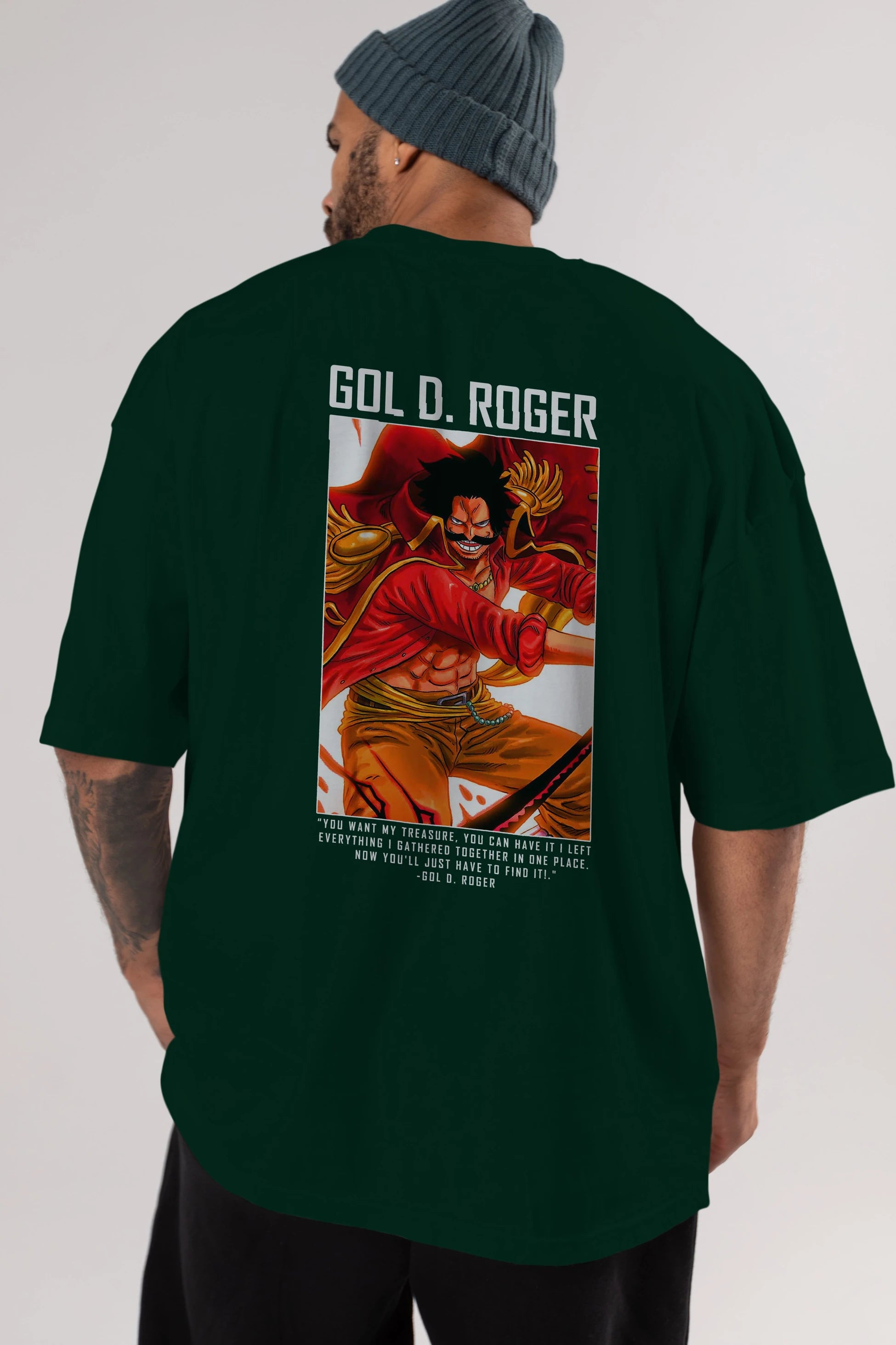 Gol D. Roger Anime Arka Baskılı Oversize t-shirt Erkek Kadın Unisex %100 pamuk tişort