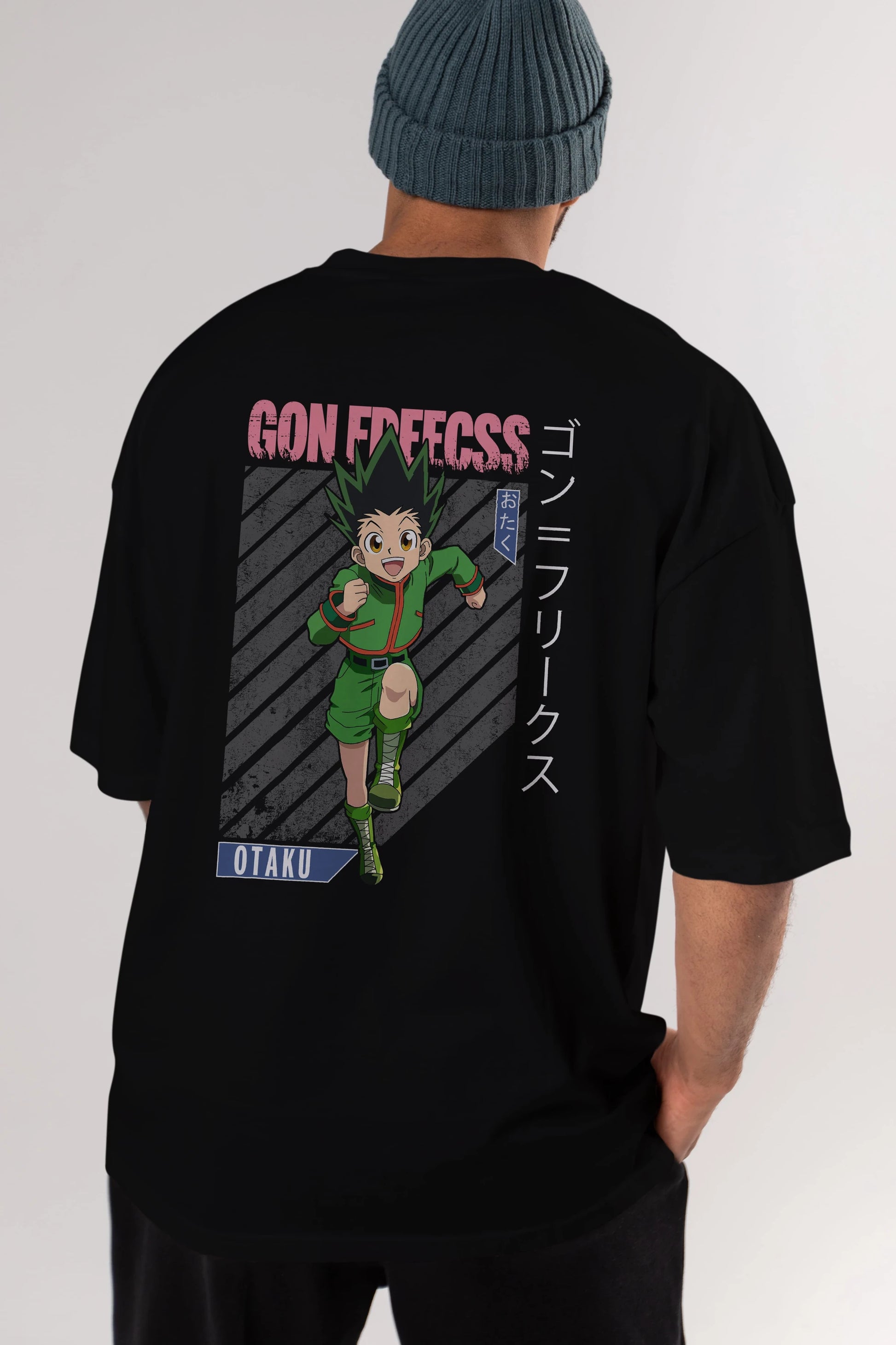 Gon Freecss HUNTER X HUNTER Anime Arka Baskılı Oversize t-shirt Erkek Kadın Unisex