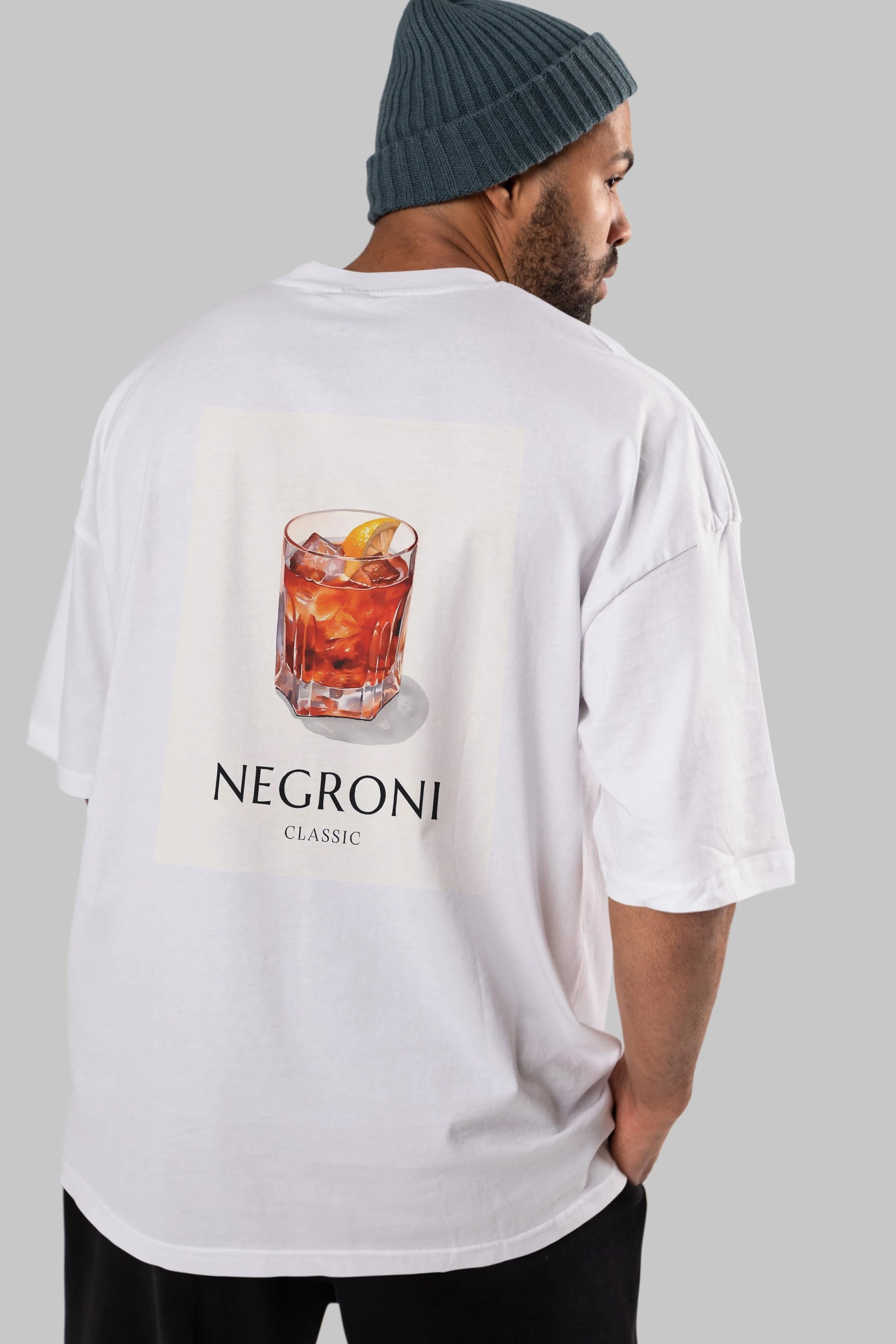Negroni Classic Arka Baskılı Oversize t-shirt Erkek Kadın Unisex %100 Pamuk Bisiklet Yaka tişort