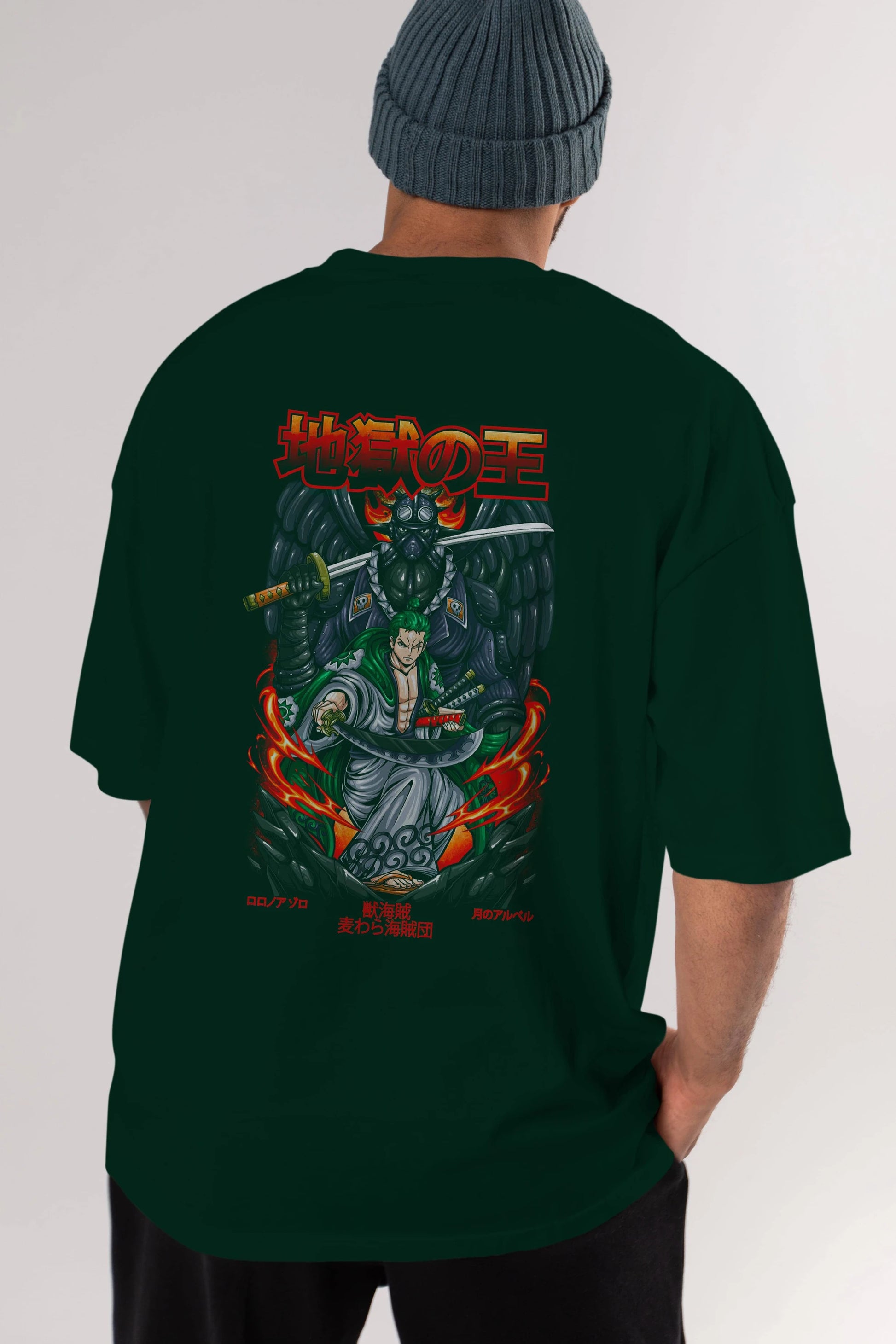 Roronoa Zoro 4 Anime Arka Baskılı Oversize t-shirt Erkek Kadın Unisex