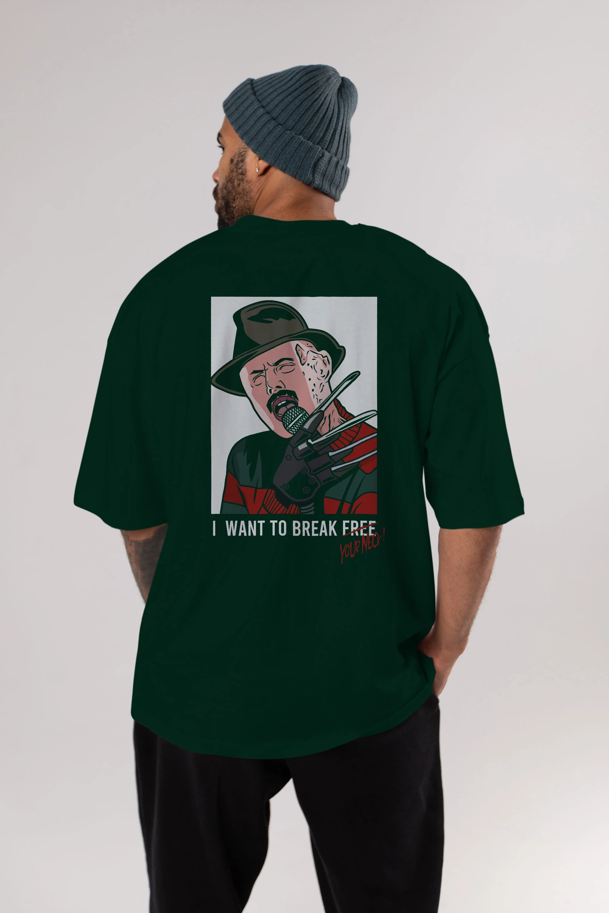 Freddy Merkrueger Arka Baskılı Oversize t-shirt Erkek Kadın Unisex %100 Pamuk tişort
