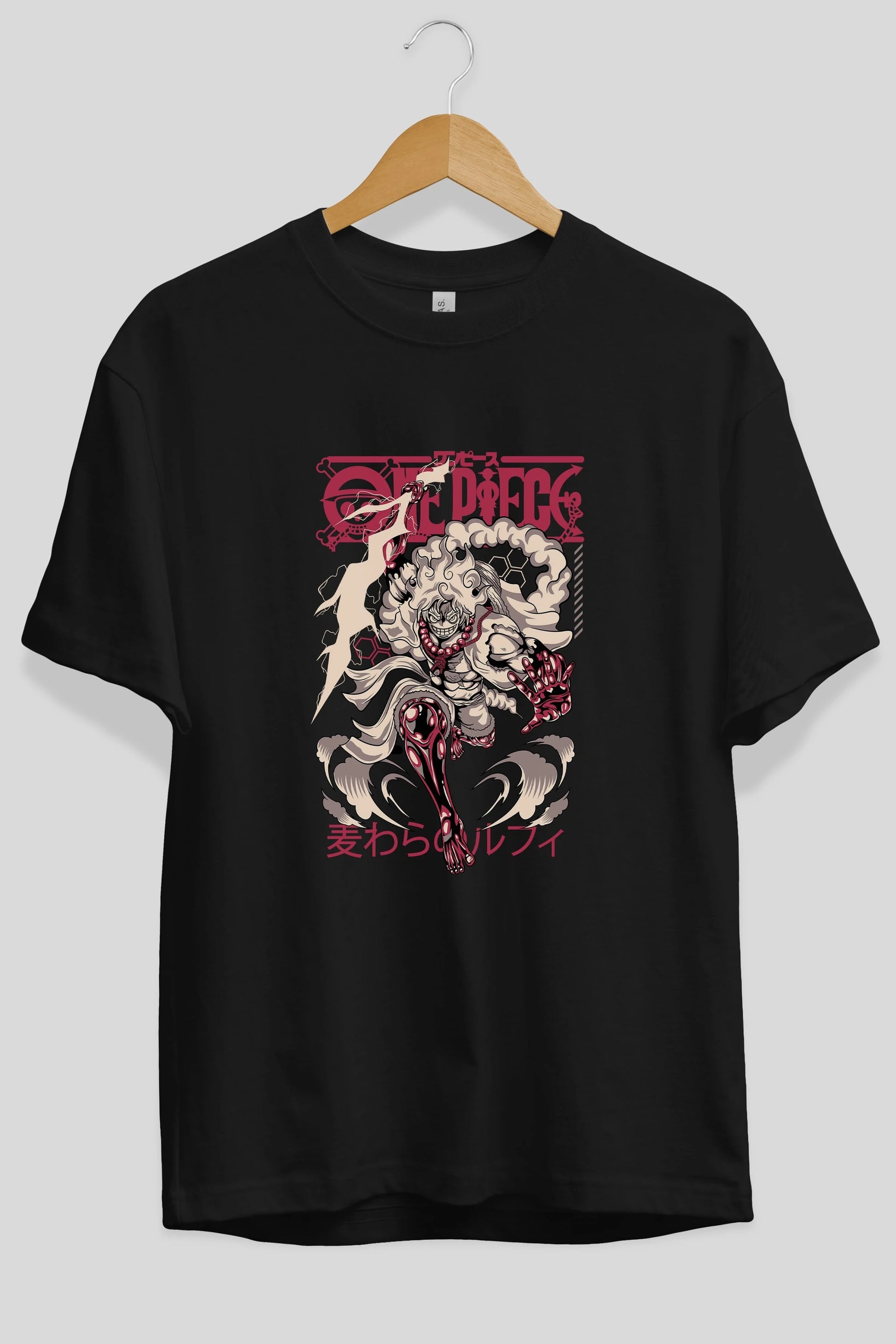 MONKEY D. LUFF-ONE PIECE 1 Anime Ön Baskılı Oversize t-shirt %100 pamuk Erkek Kadın Unisex