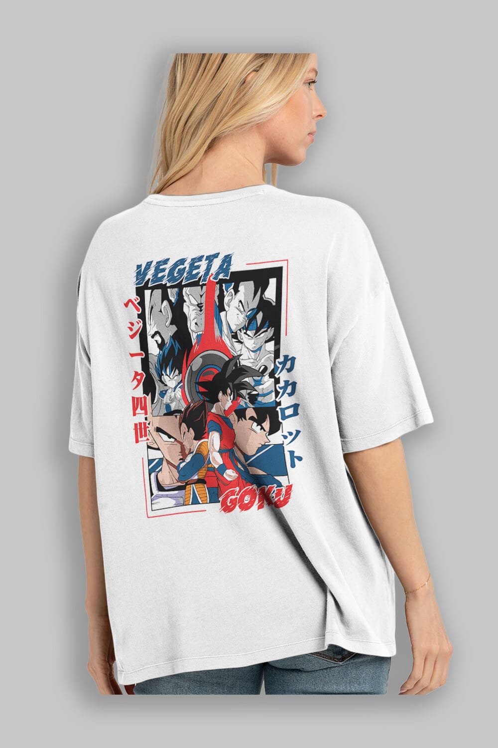 VEGETA VS GOKU Anime Arka Baskılı Oversize t-shirt Erkek Kadın Unisex