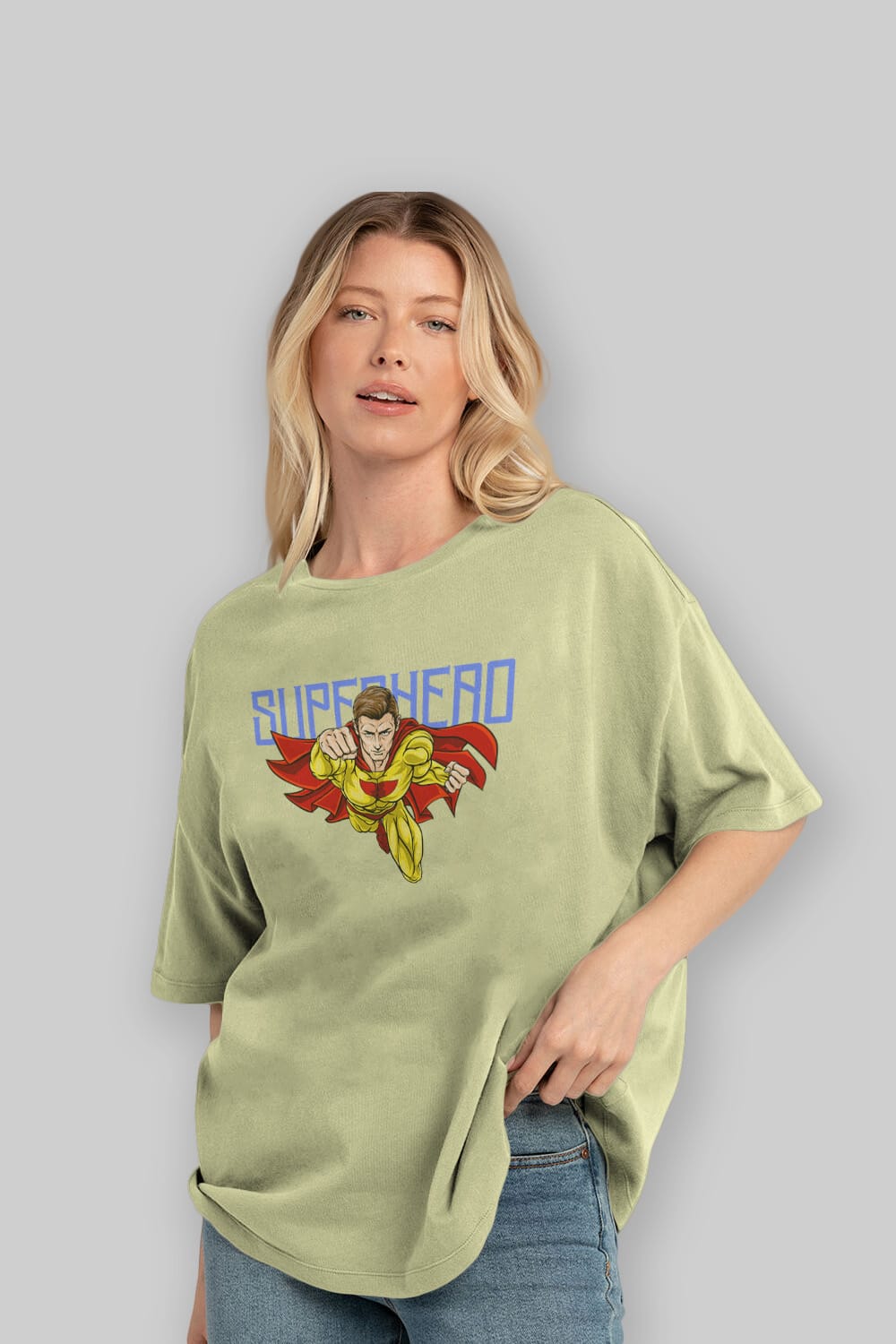 Super Hero Ön Baskılı Oversize t-shirt Erkek Kadın Unisex