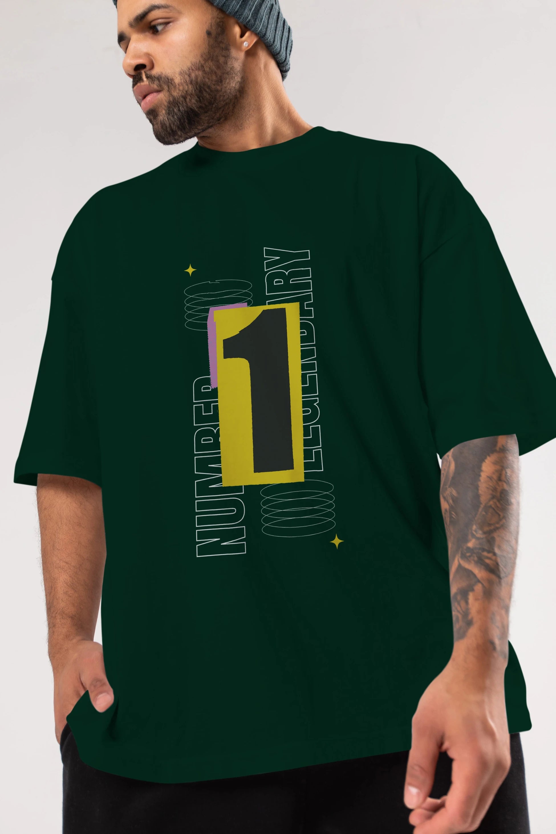 Number 1 Yazılı Ön Baskılı Oversize t-shirt Erkek Kadın Unisex