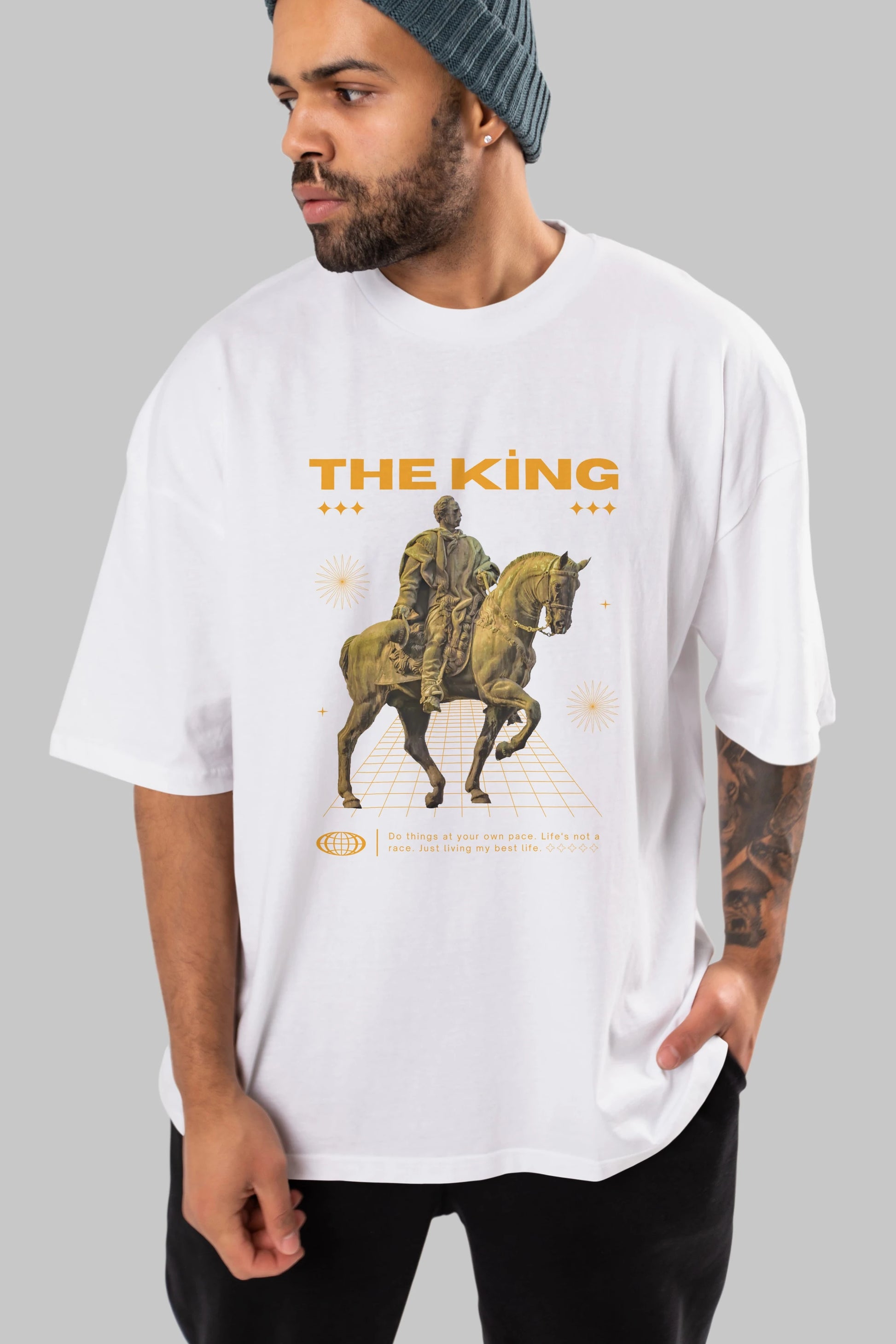 The King Yazılı Ön Baskılı Oversize t-shirt Erkek Kadın Unisex