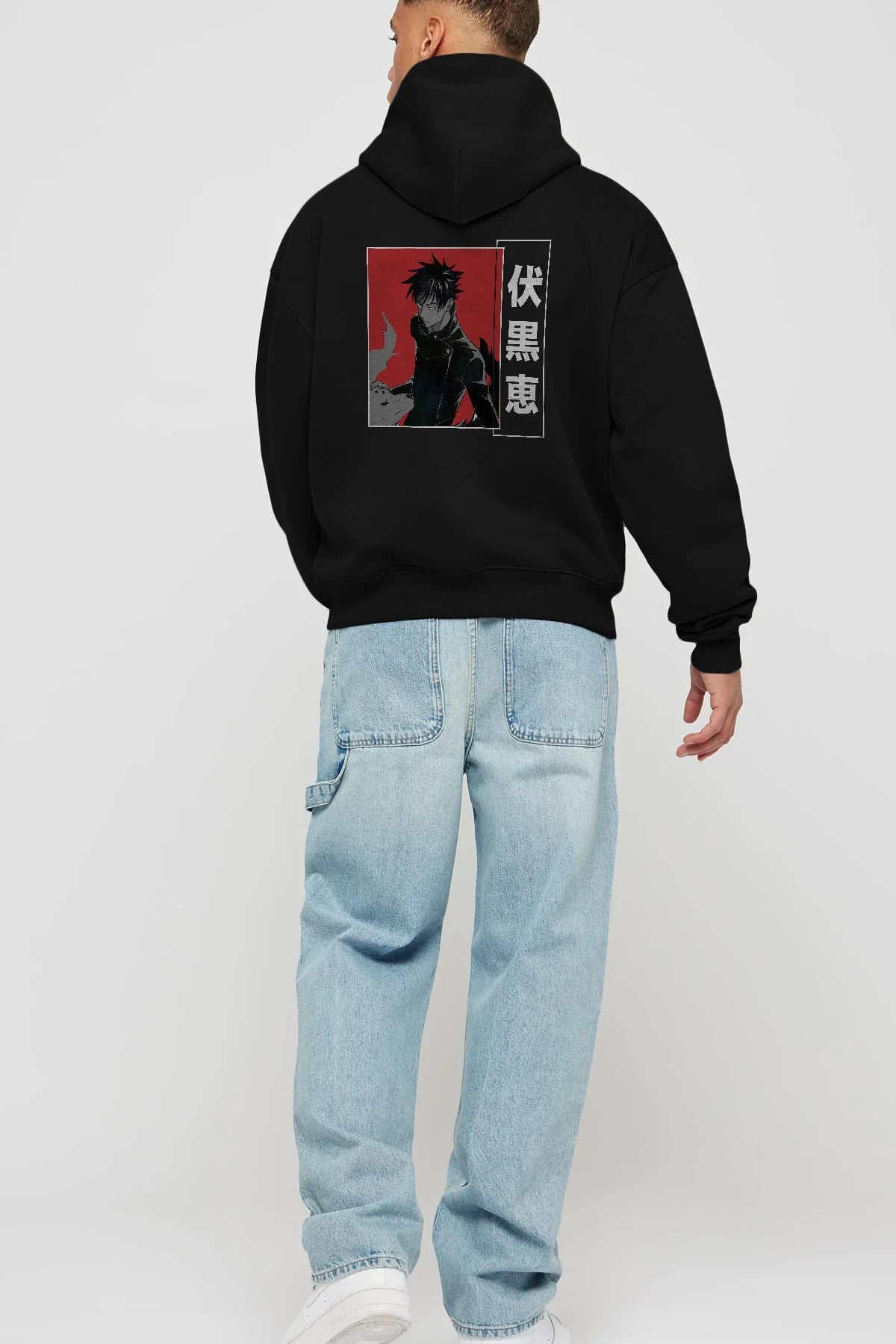Megumi Fushiguro Anime Arka Baskılı Hoodie Oversize Kapüşonlu Sweatshirt Erkek Kadın Unisex