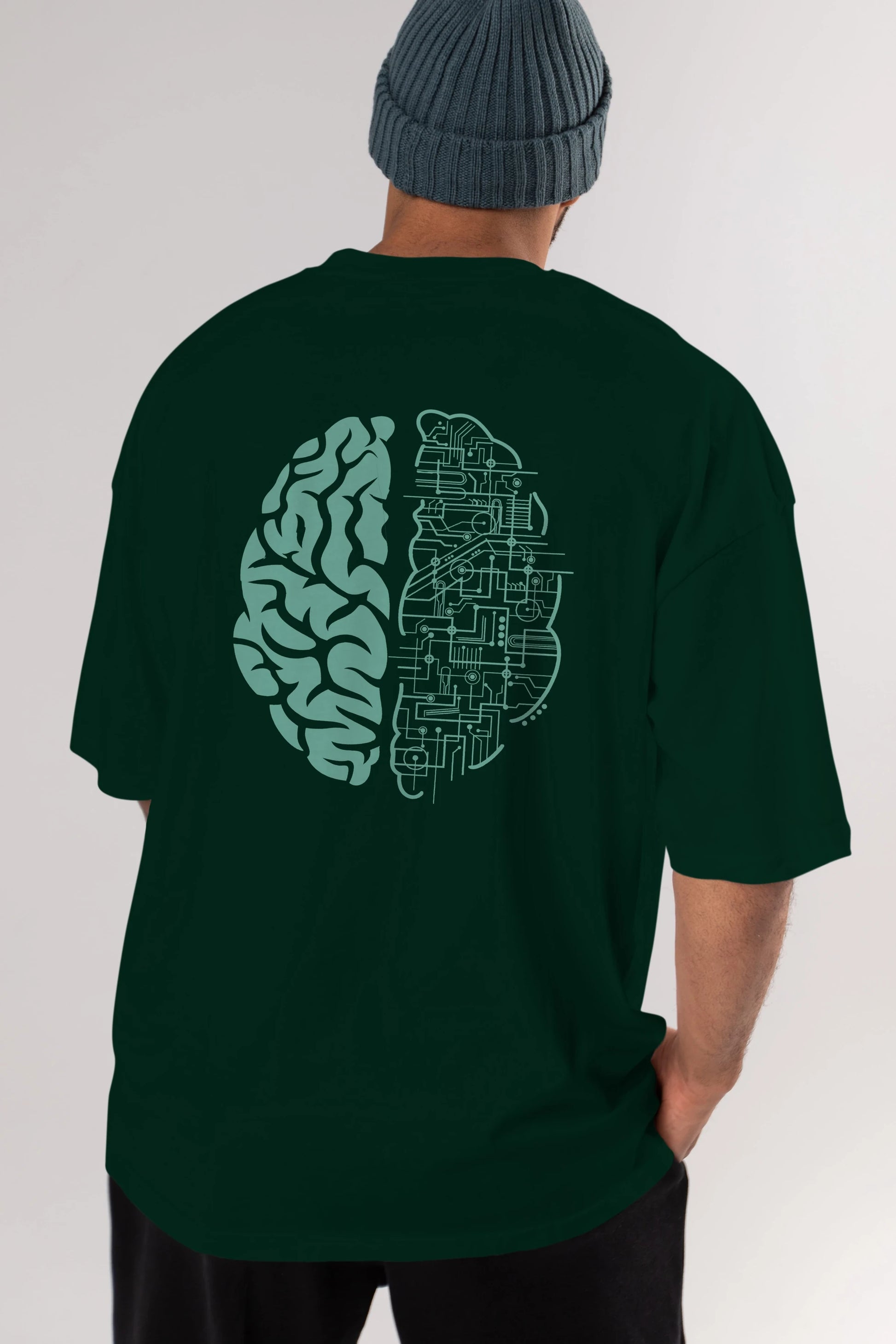 Electric Brain Arka Baskılı Oversize t-shirt %100 pamuk Erkek Kadın Unisex