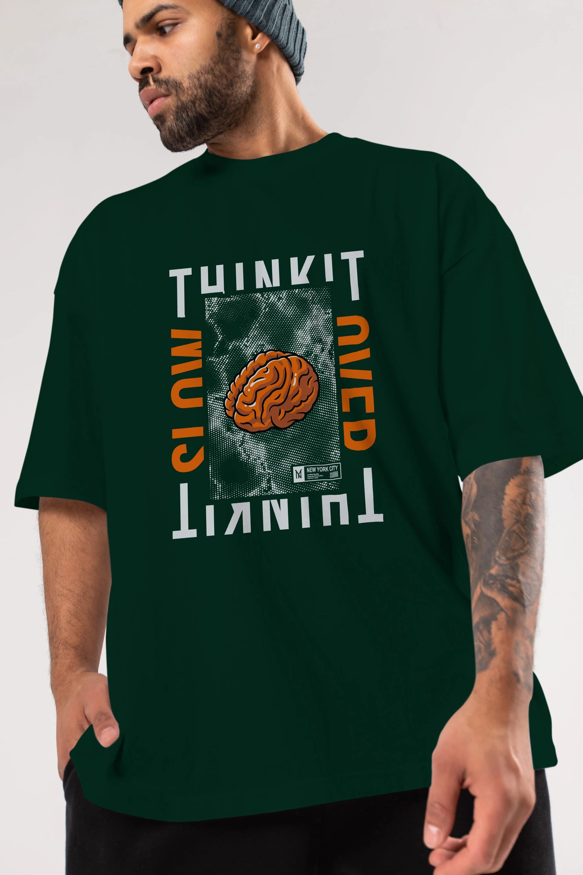 Think it Ön Baskılı Oversize t-shirt Erkek Kadın Unisex