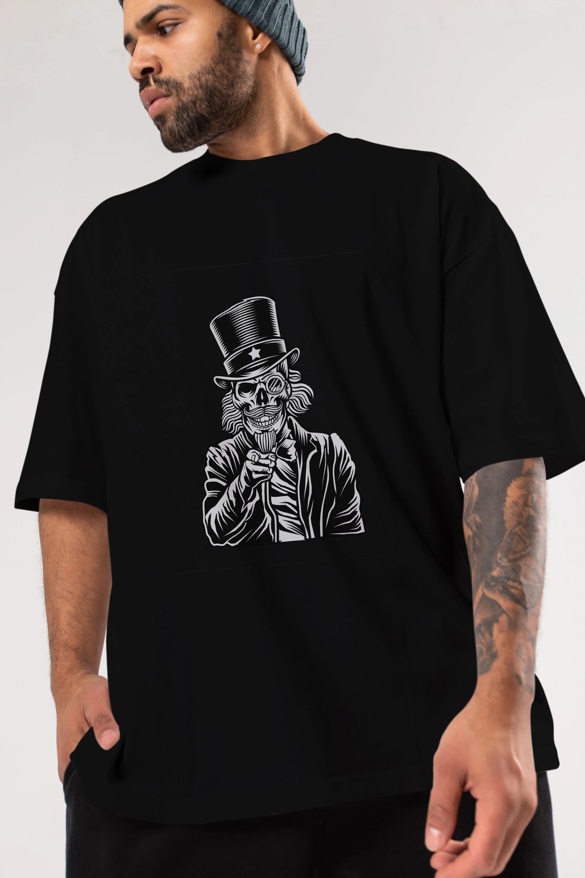 I Want You Skull Ön Baskılı Oversize t-shirt Erkek Kadın Unisex %100 Pamuk tişort