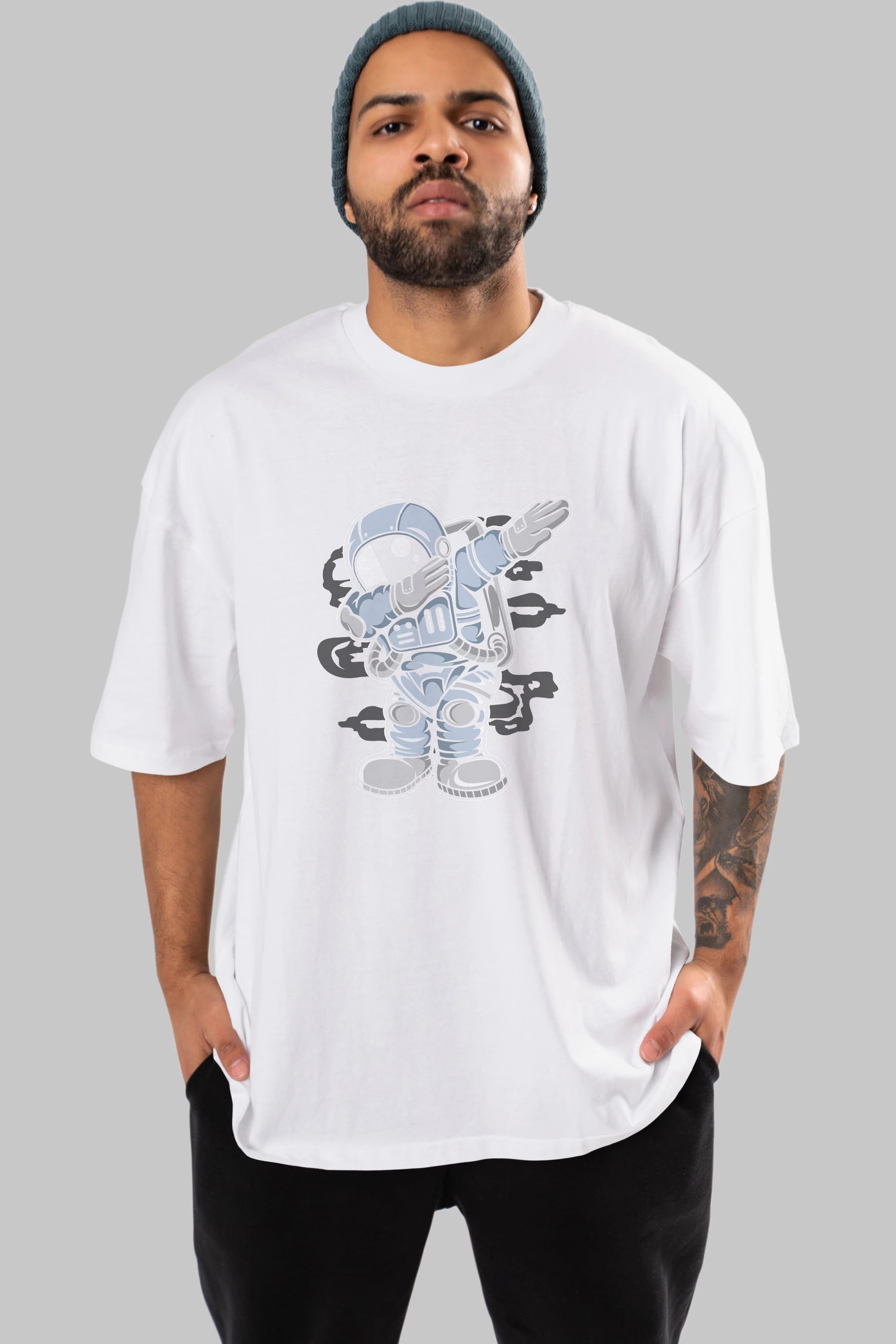 Astronaut Dab Ön Baskılı Oversize t-shirt Erkek Kadın Unisex