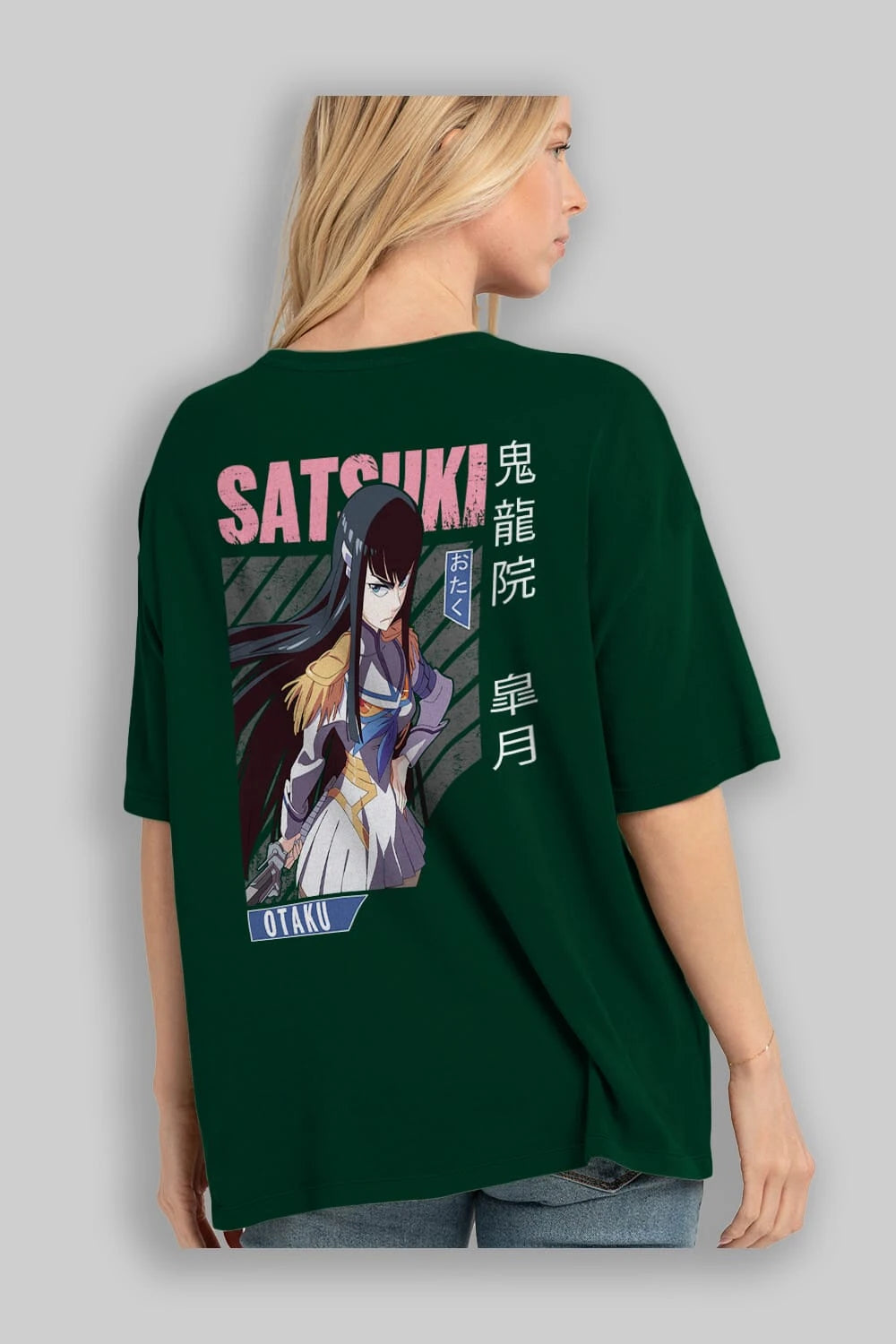 Satsuki Kiryuuin 8 Anime Arka Baskılı Oversize t-shirt Erkek Kadın Unisex