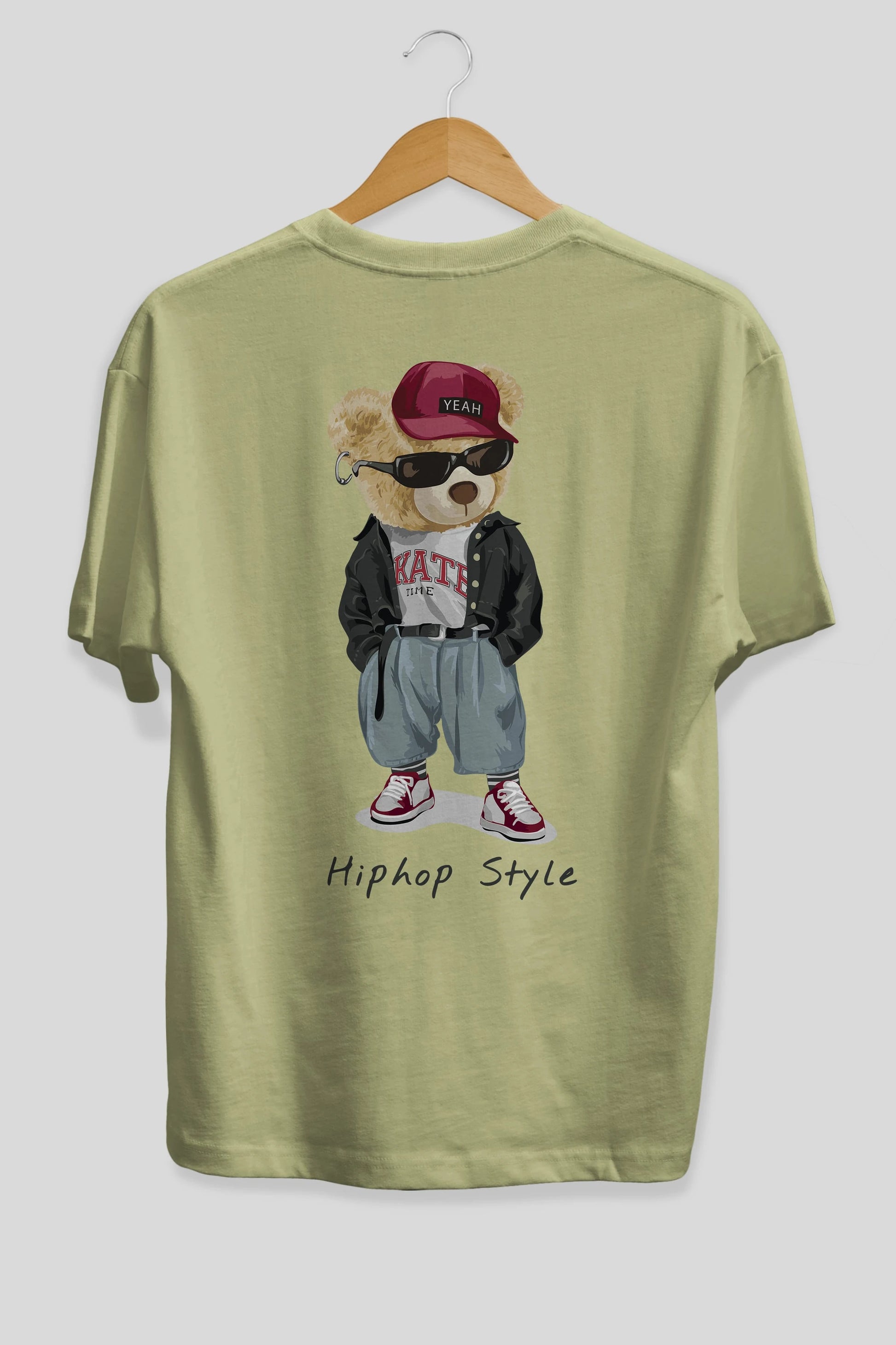 Teddy Bear Hiphop Style Arka Baskılı Oversize t-shirt Erkek Kadın Unisex %100 Pamuk