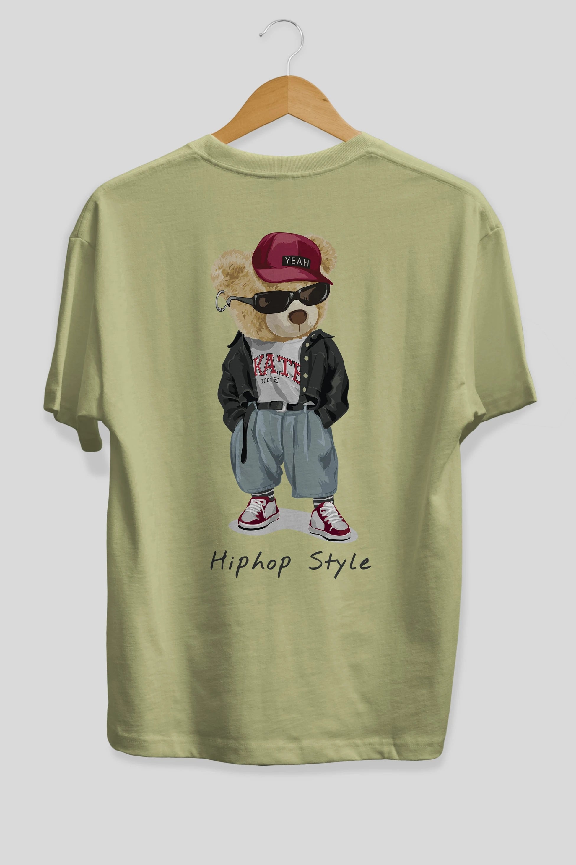 Teddy Bear Hiphop Style Arka Baskılı Oversize t-shirt Erkek Kadın Unisex %100 Pamuk