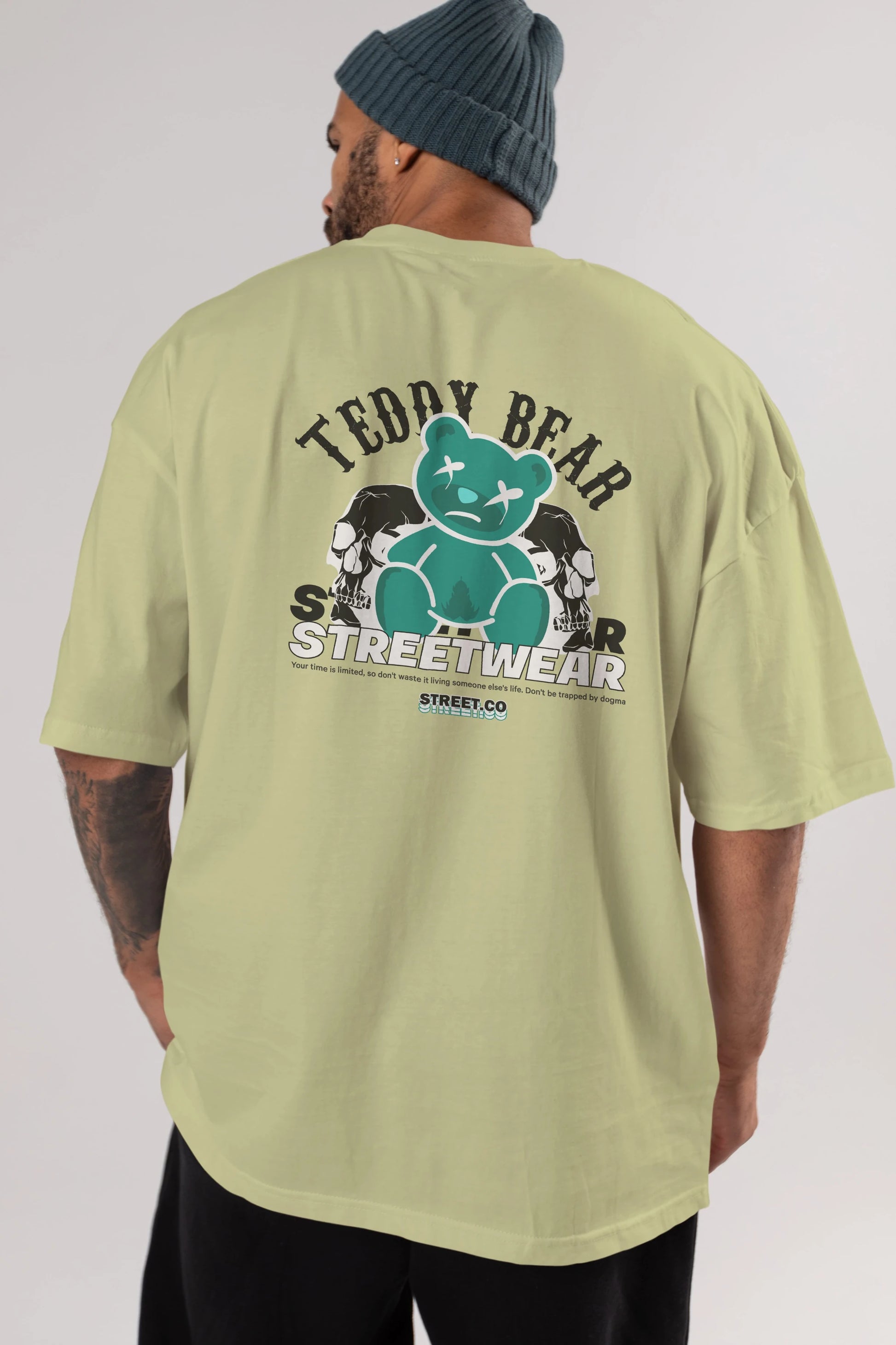 Teddy Bear Streetwear 2 Arka Baskılı Oversize t-shirt Erkek Kadın Unisex