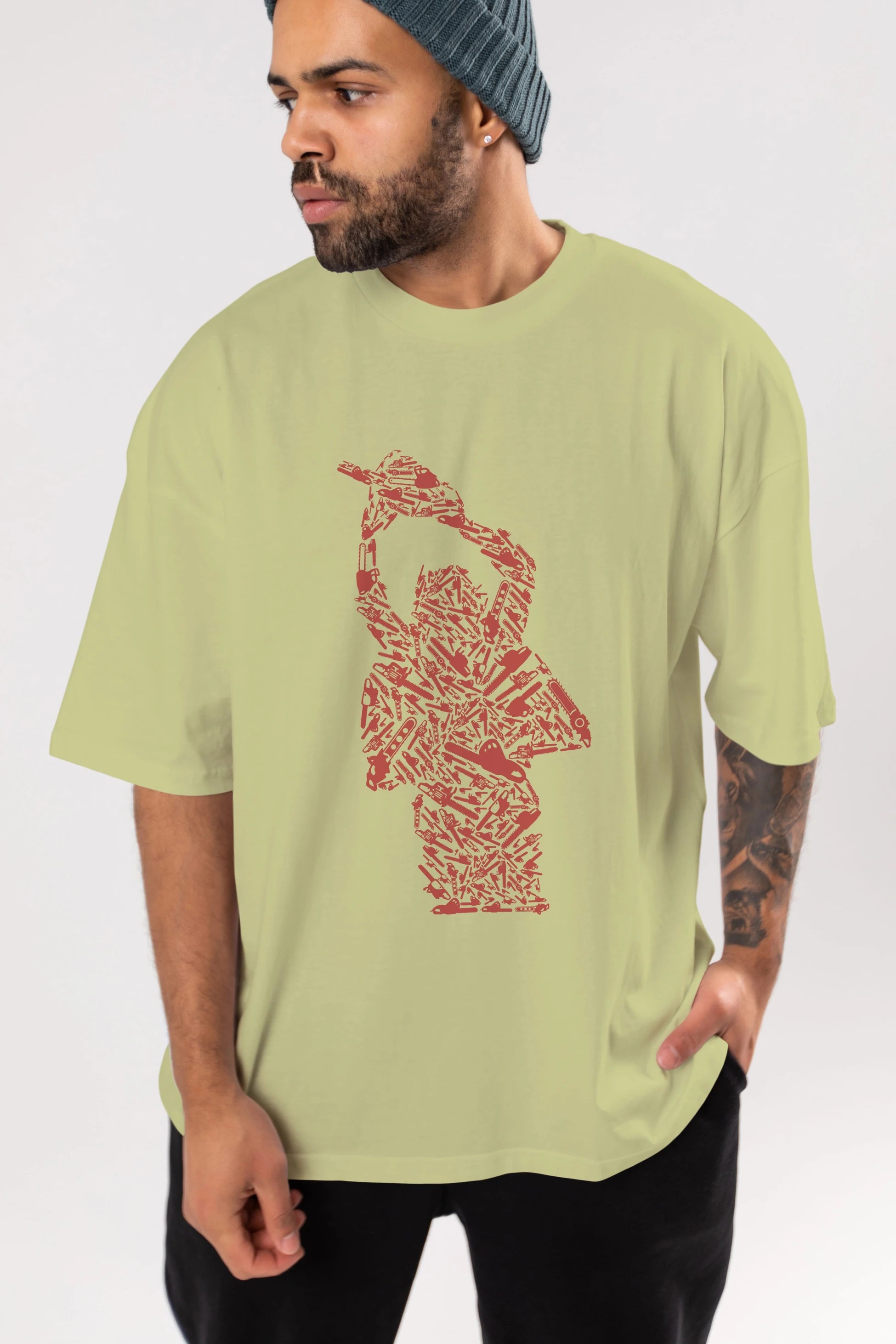Chainsaw Ön Baskılı Oversize t-shirt %100 pamuk Erkek Kadın Unisex