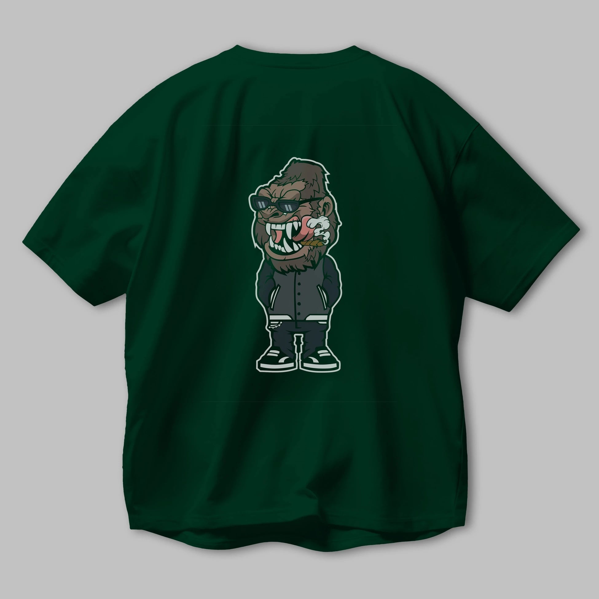 Gorilla Street Style Arka Baskılı Oversize t-shirt Erkek Kadın Unisex %100 Pamuk tişort