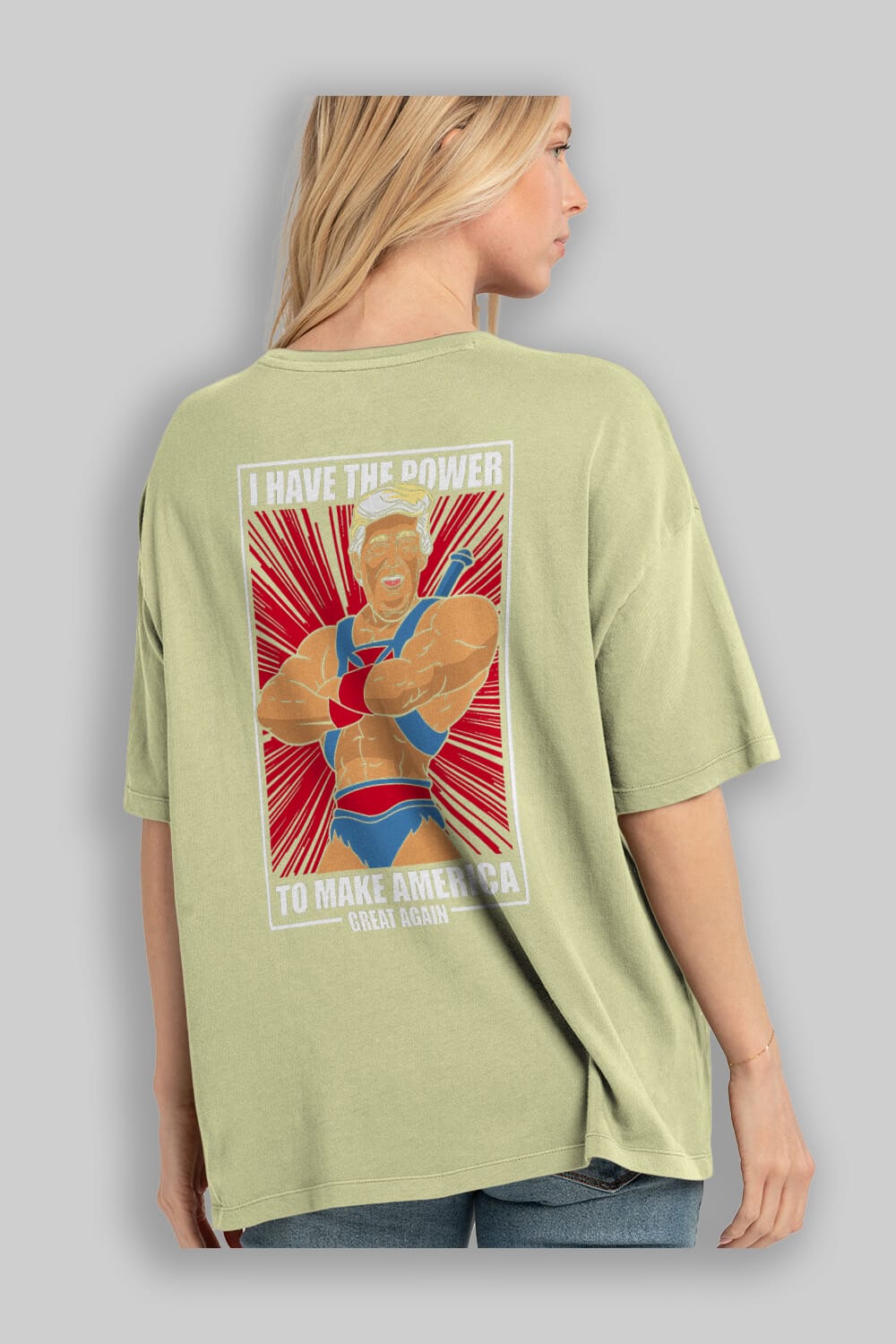 Trump Heman Arka Baskılı Oversize t-shirt Erkek Kadın Unisex %100 Pamuk tişort