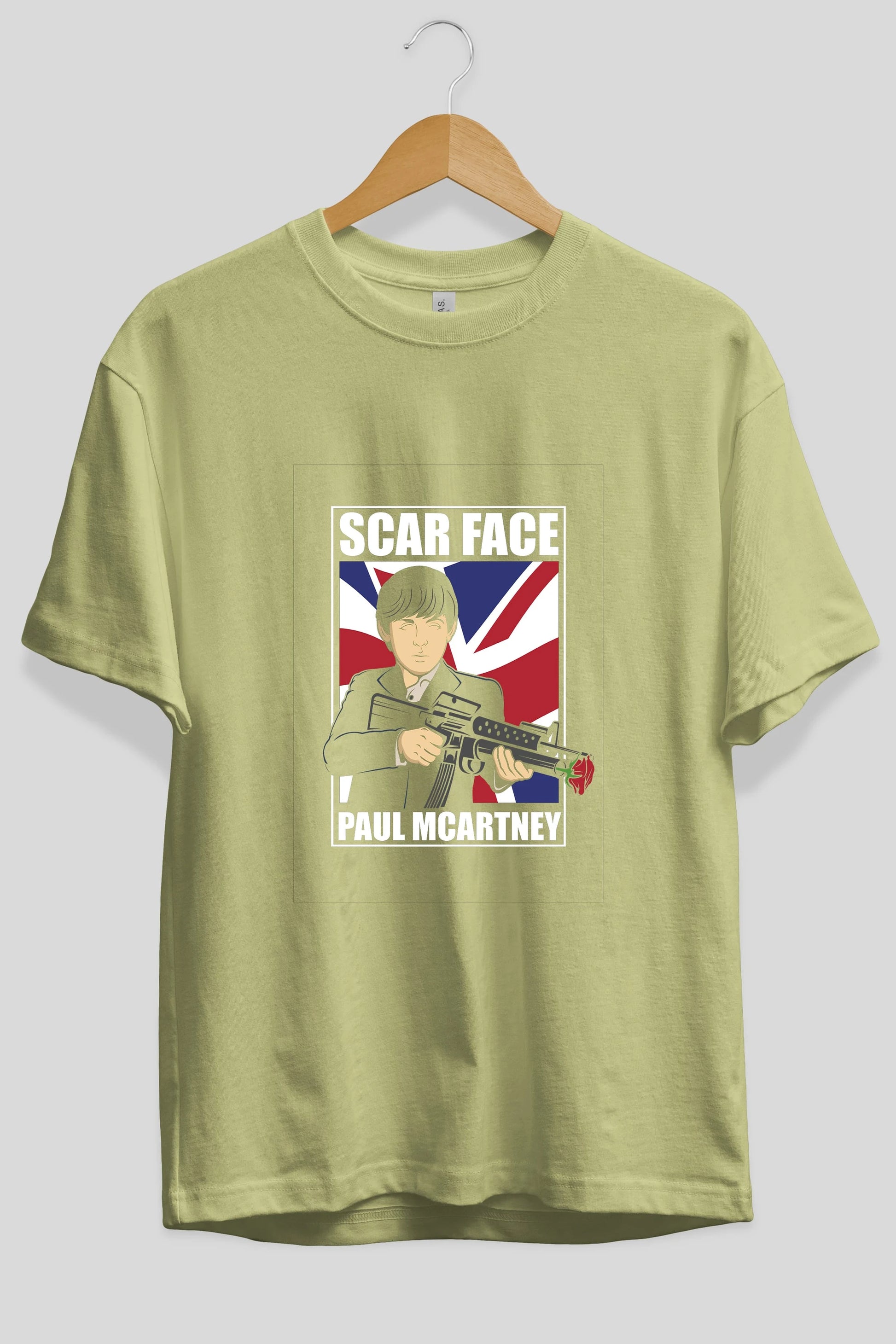 Paul Mccartney Scar Face Ön Baskılı Oversize t-shirt Erkek Kadın Unisex %100 Pamuk tişort
