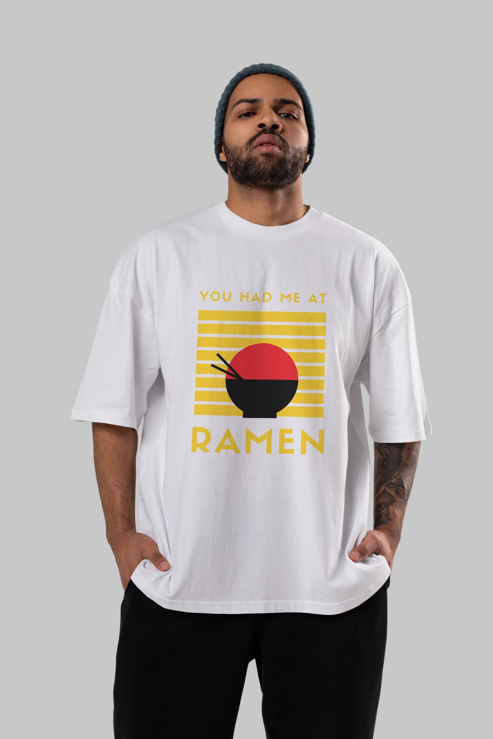You Had me at Ramen Yazılı Ön Baskılı Oversize t-shirt Erkek Kadın Unisex