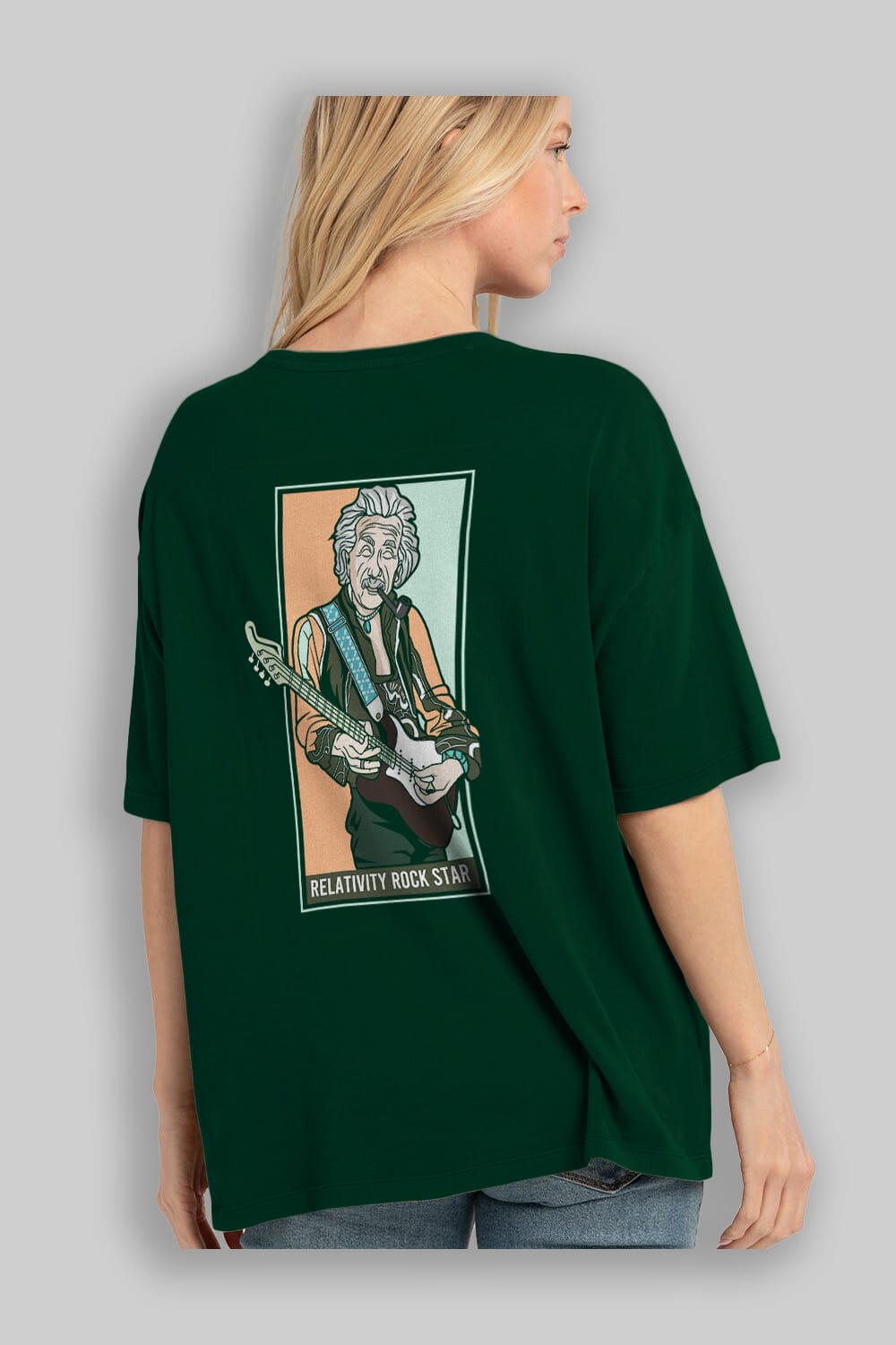 Jimmy Einstein Arka Baskılı Oversize t-shirt Erkek Kadın Unisex %100 Pamuk tişort