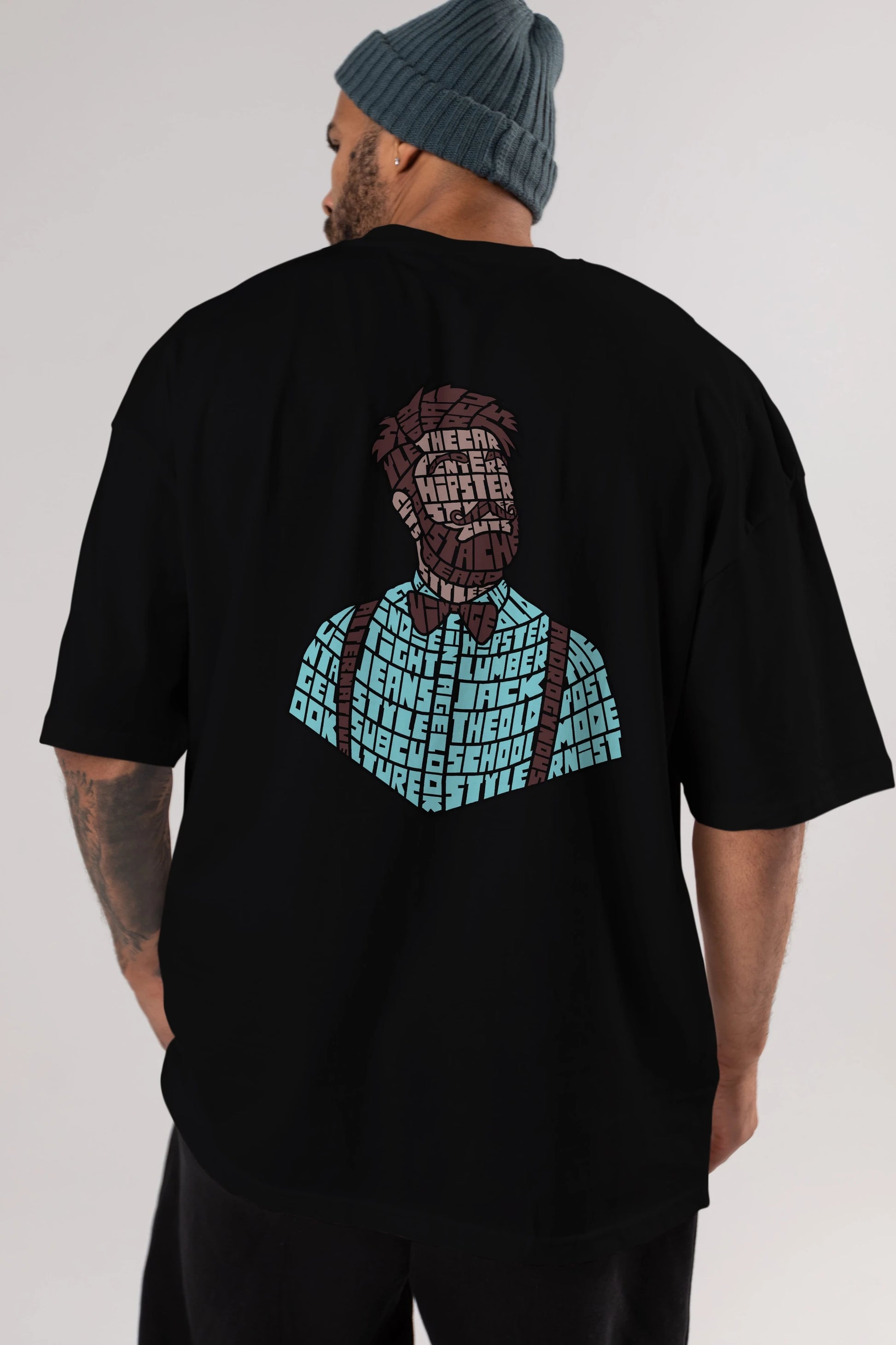 Hipster (2) Arka Baskılı Oversize t-shirt %100 pamuk Erkek Kadın Unisex