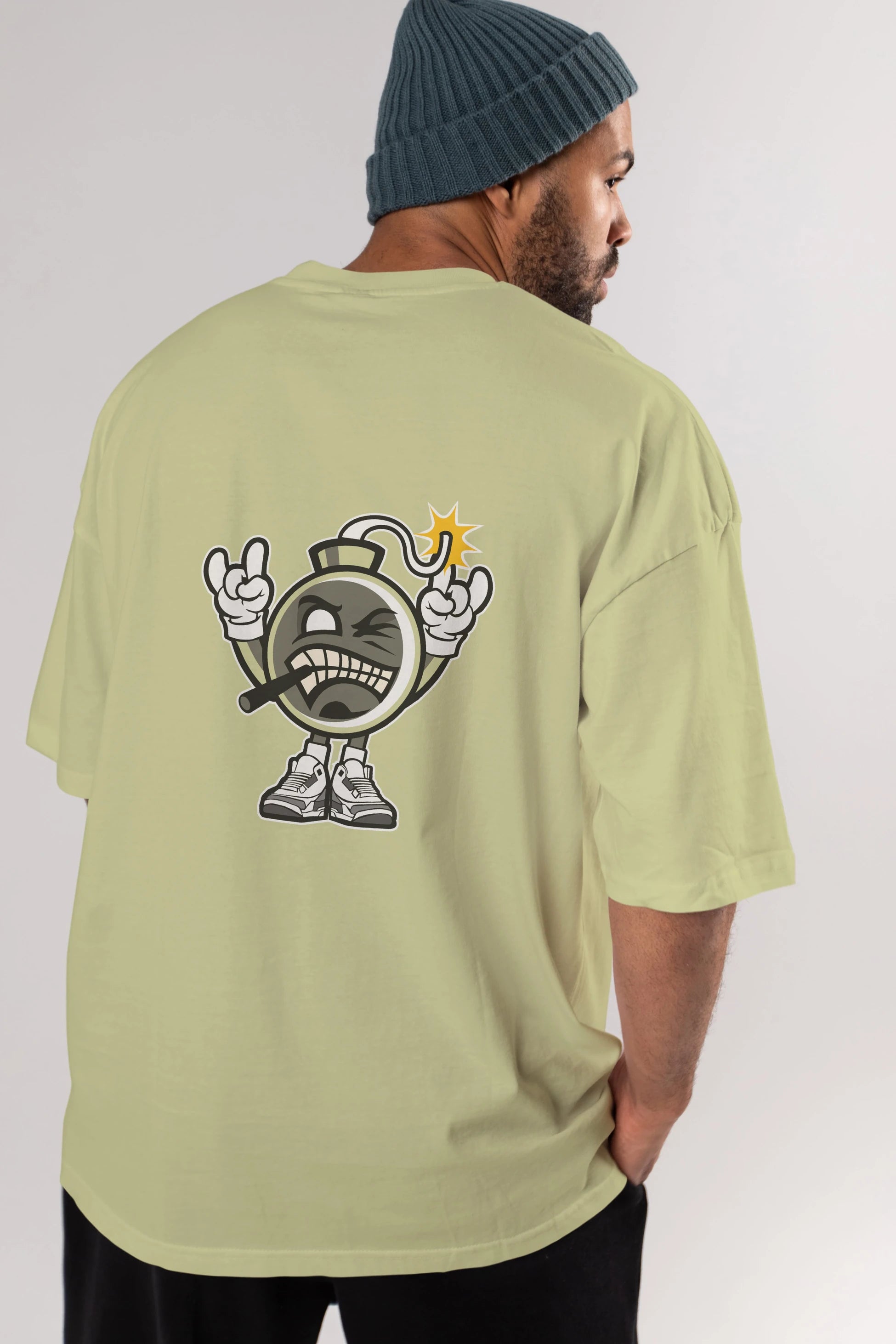 Evil Bomb Arka Baskılı Oversize t-shirt Erkek Kadın Unisex %100 Pamuk tişort