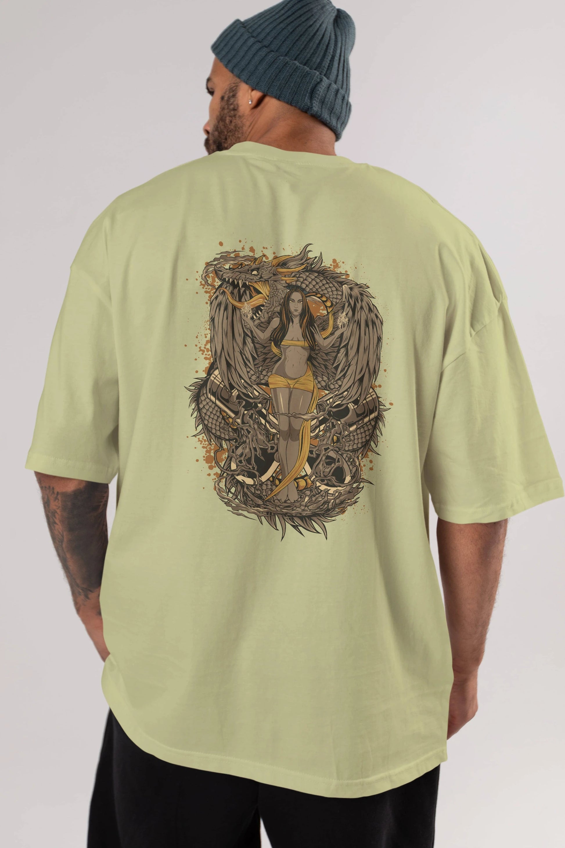 TRIBAL (3) Anime Arka Baskılı Oversize t-shirt Erkek Kadın Unisex