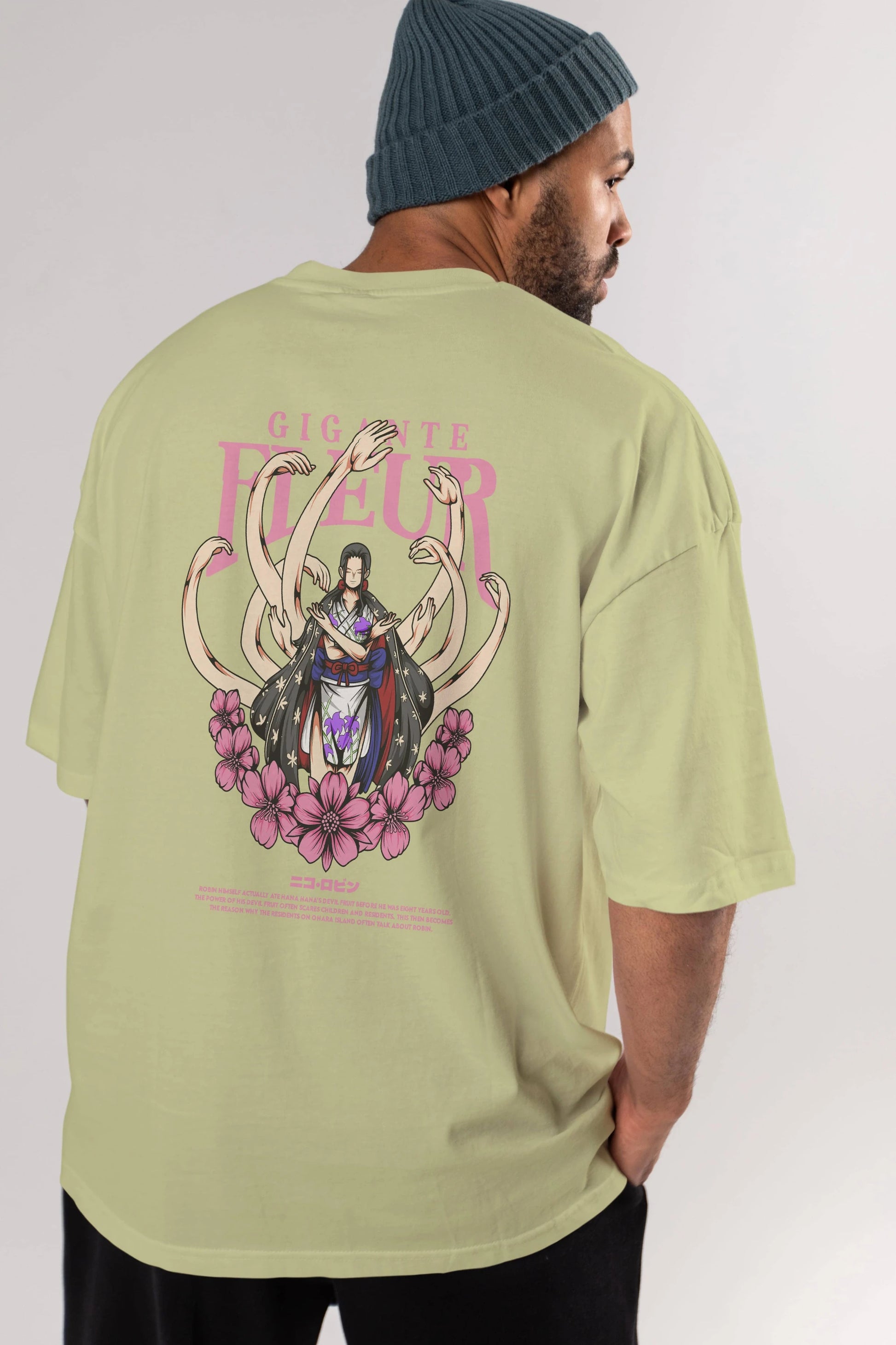 Gigante Fleur Anime Arka Baskılı Oversize t-shirt Erkek Kadın Unisex