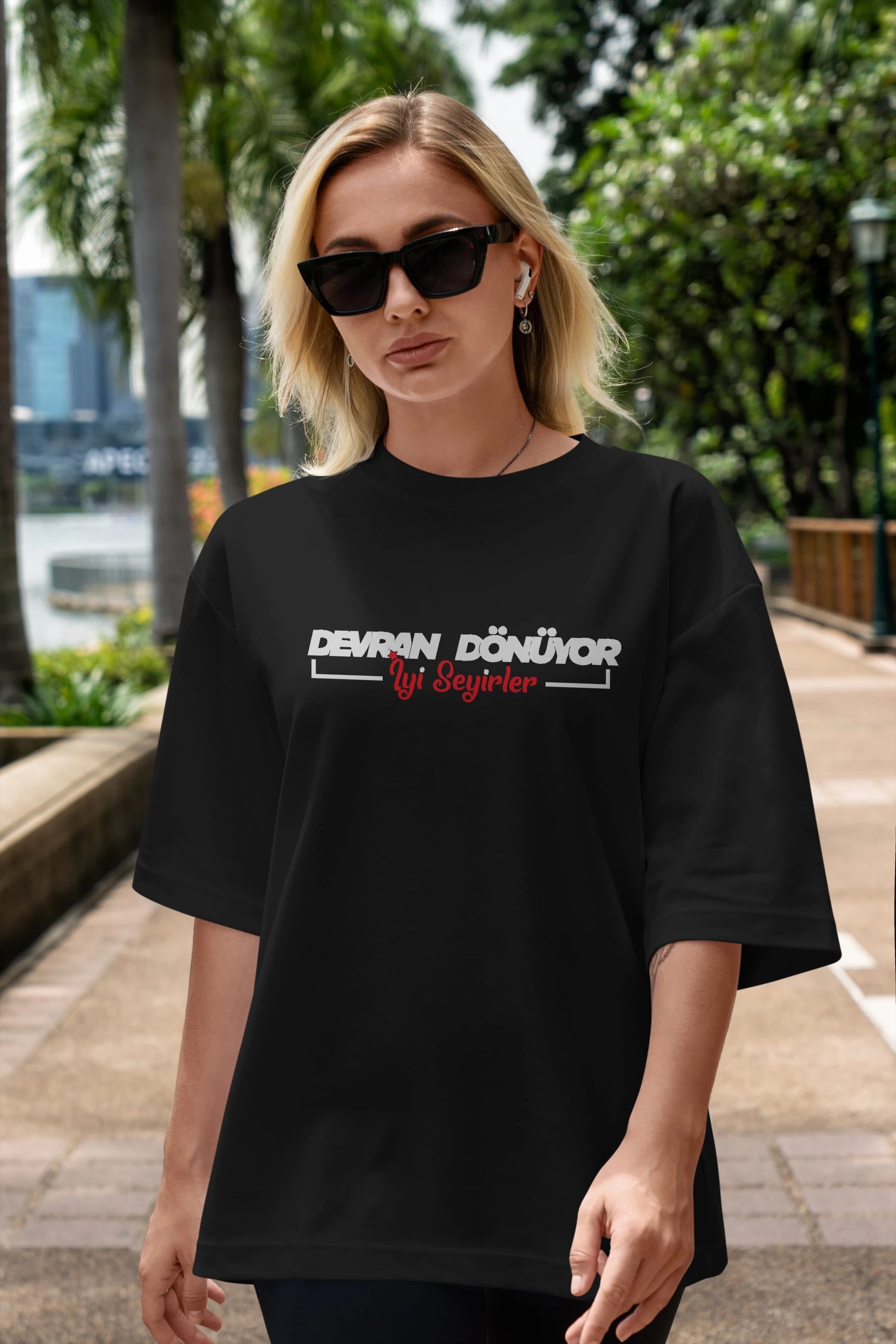 Devran Dönüyor İyi Seyirler Ön Baskılı Oversize t-shirt %100 pamuk Erkek Kadın Unisex