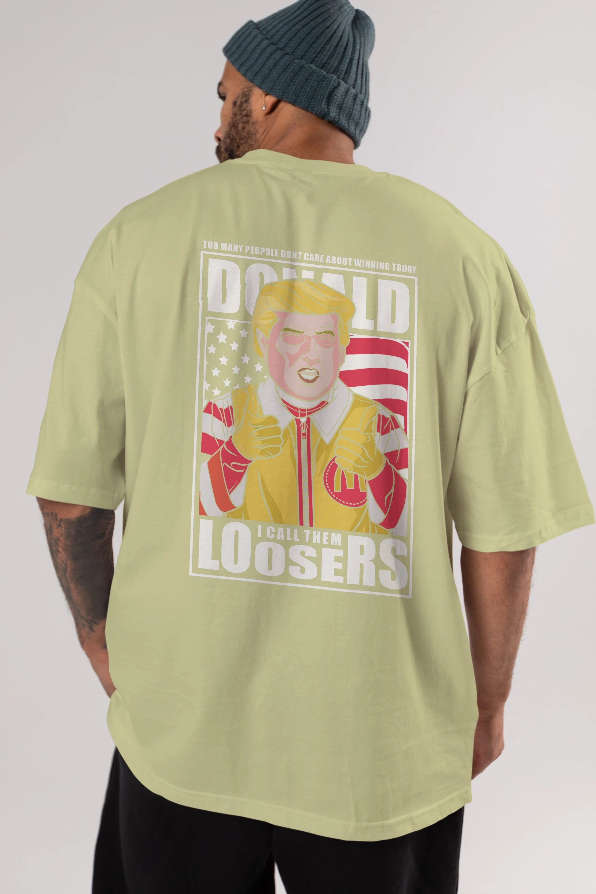 Ronald Trump Arka Baskılı Oversize t-shirt Erkek Kadın Unisex %100 Pamuk tişort