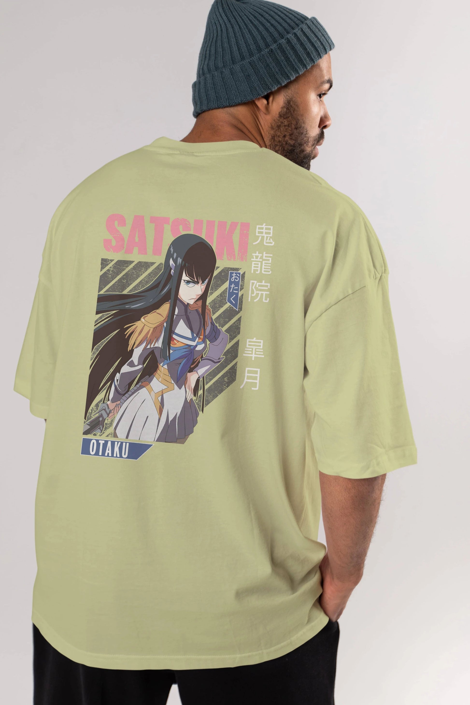 Satsuki Kiryuuin 8 Anime Arka Baskılı Oversize t-shirt Erkek Kadın Unisex