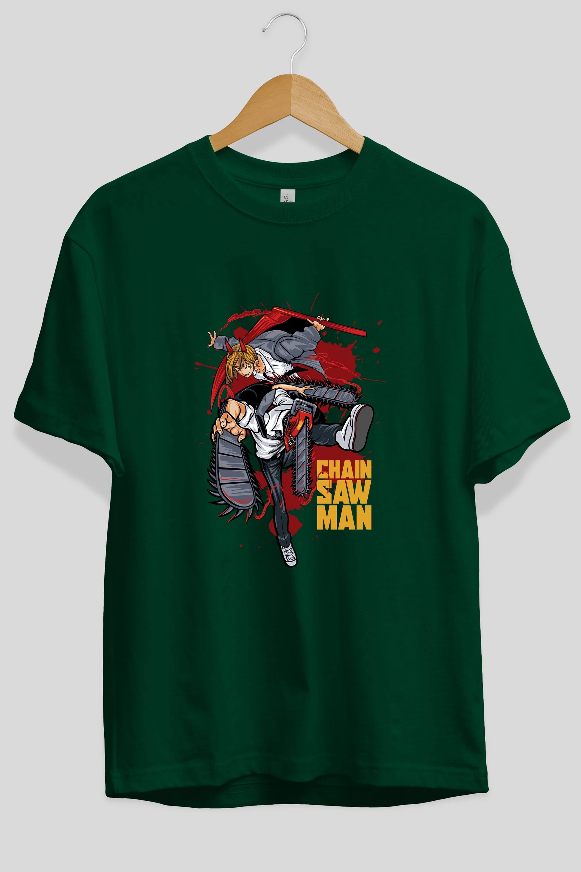 DENJI and POWER Anime Ön Baskılı Oversize t-shirt %100 pamuk Erkek Kadın Unisex