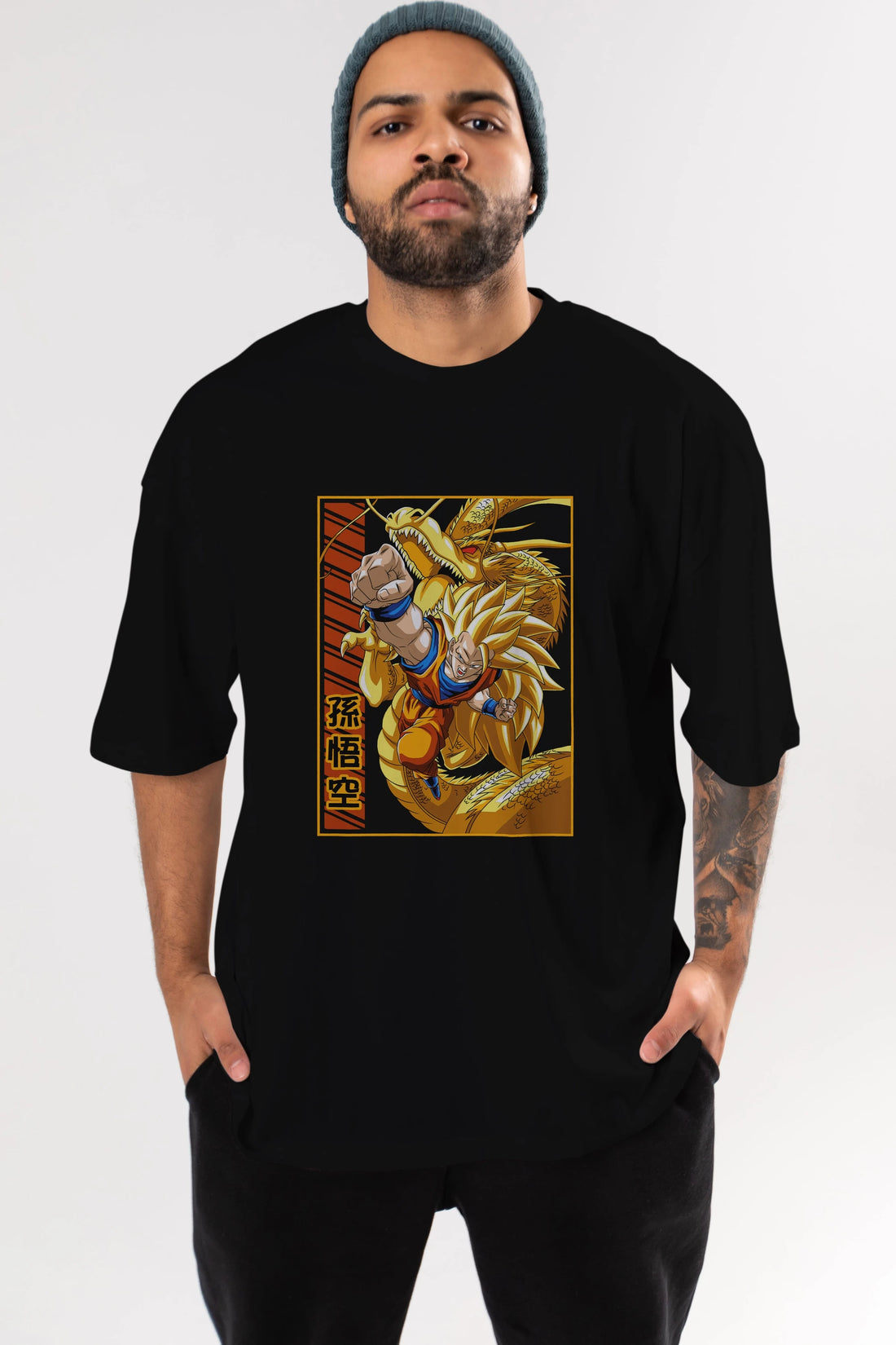 DragonBall Goku Anime Ön Baskılı Oversize t-shirt %100 pamuk Erkek Kadın Unisex