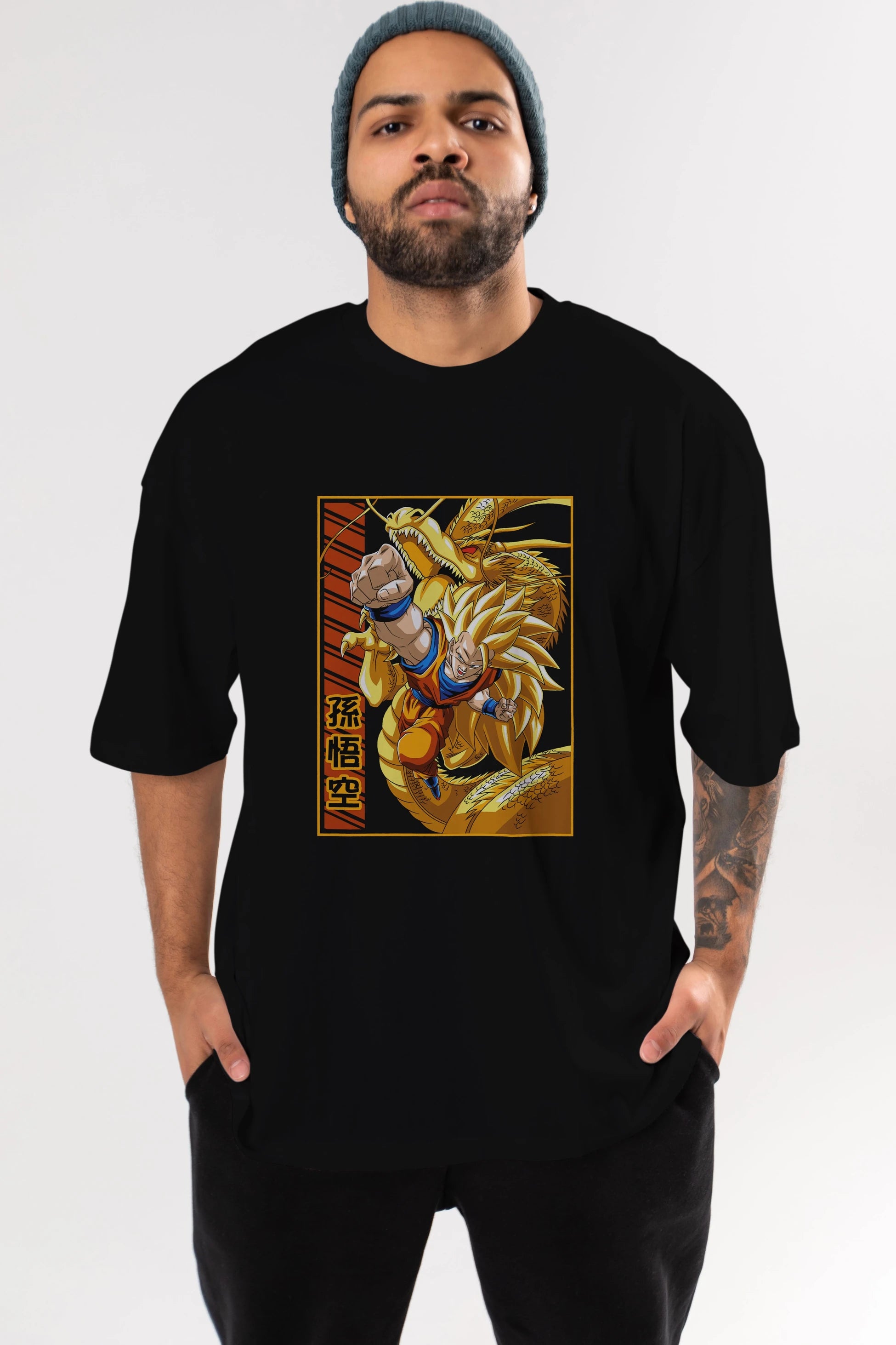 DragonBall Goku Anime Ön Baskılı Oversize t-shirt %100 pamuk Erkek Kadın Unisex