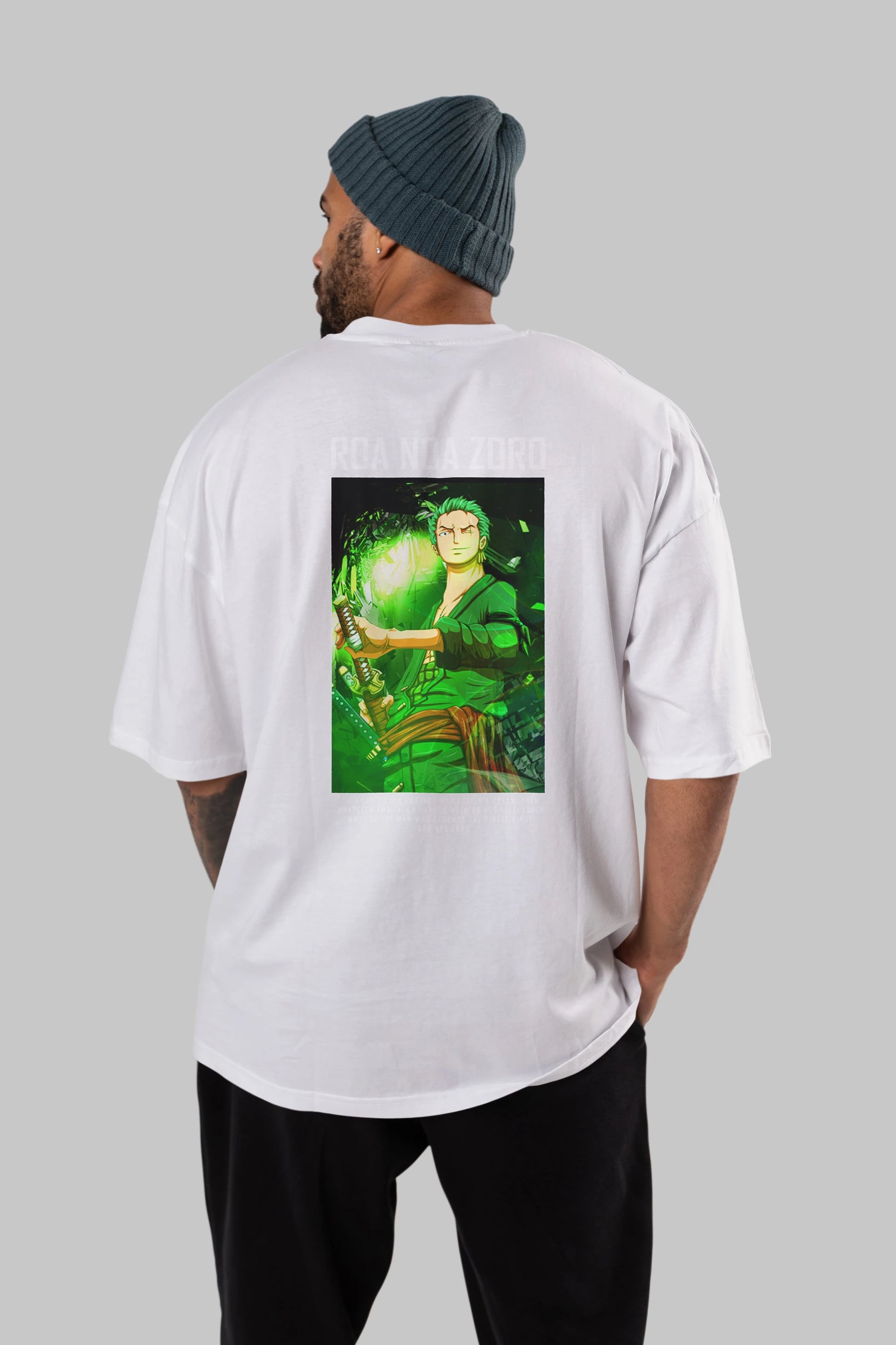 Roronoa Zoro 5 Anime Arka Baskılı Oversize t-shirt Erkek Kadın Unisex %100 pamuk tişort