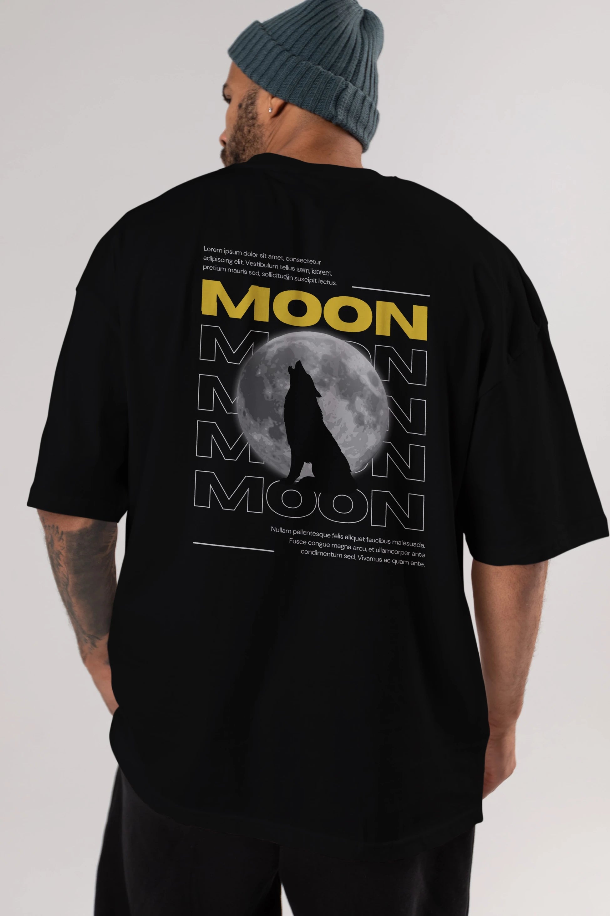Moon Arka Baskılı Oversize t-shirt Erkek Kadın Unisex