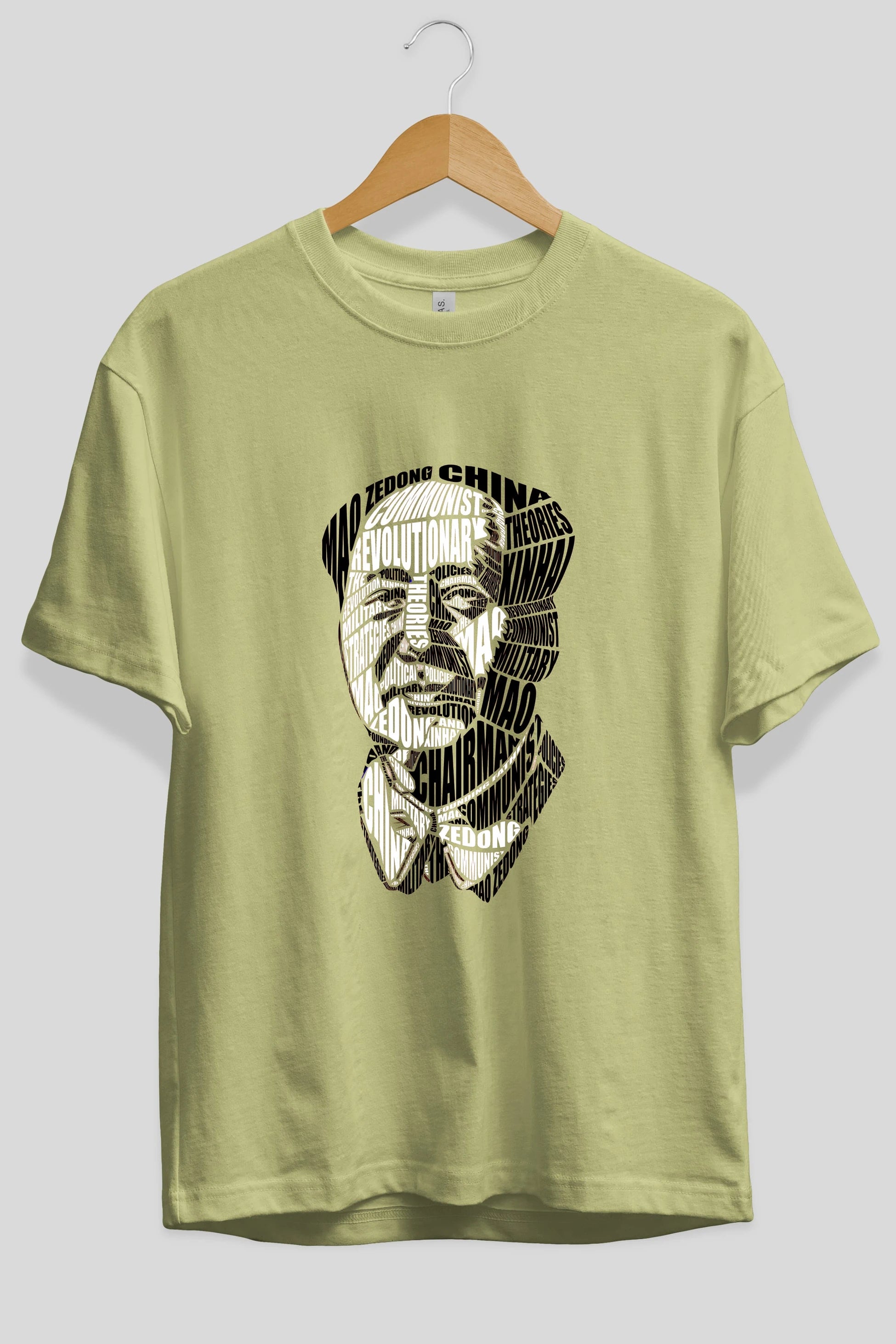 Mao Zedong Calligram Ön Baskılı Oversize t-shirt %100 pamuk Erkek Kadın Unisex