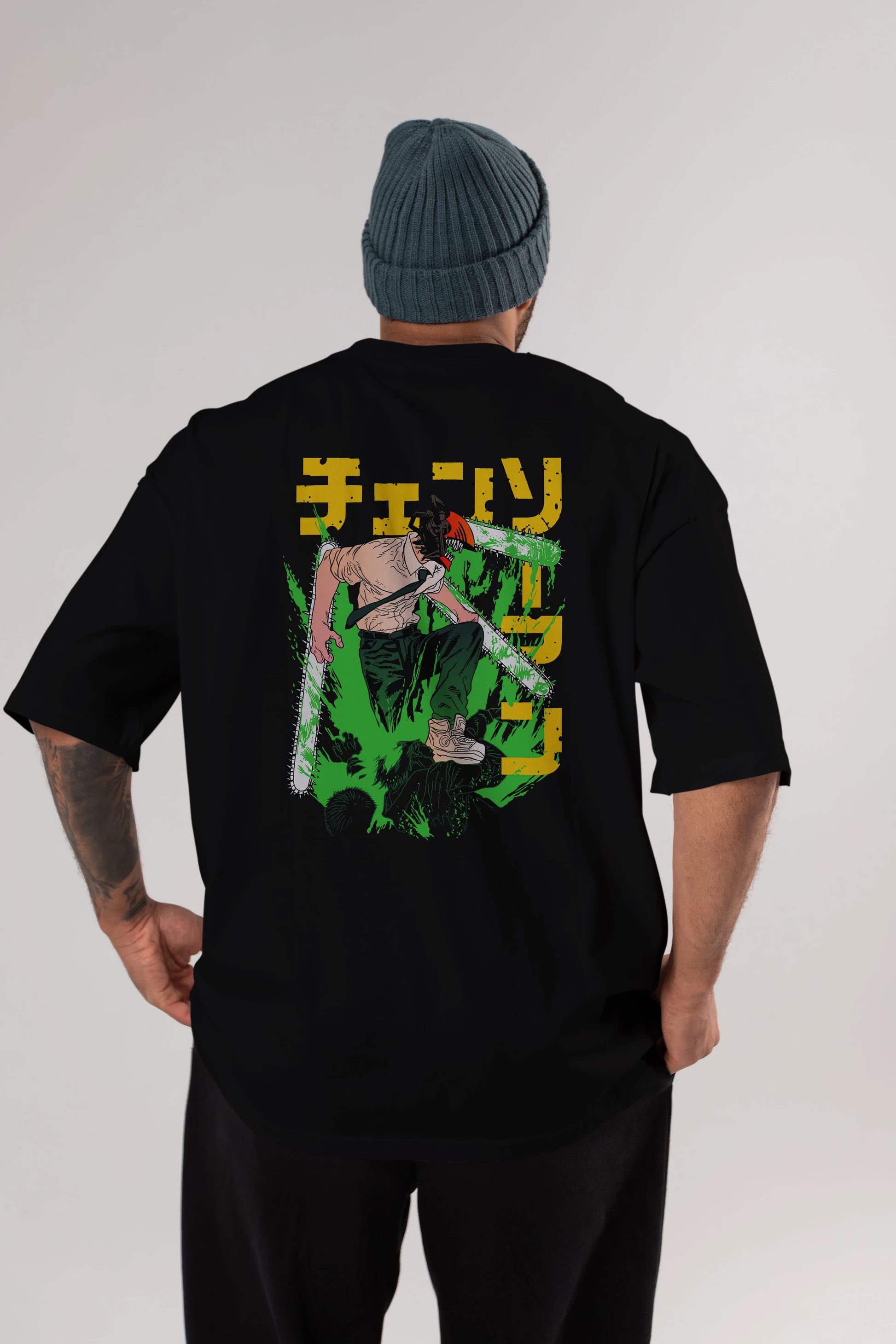 CHAINSAWMAN DENJI Anime Arka Baskılı Oversize t-shirt Erkek Kadın Unisex