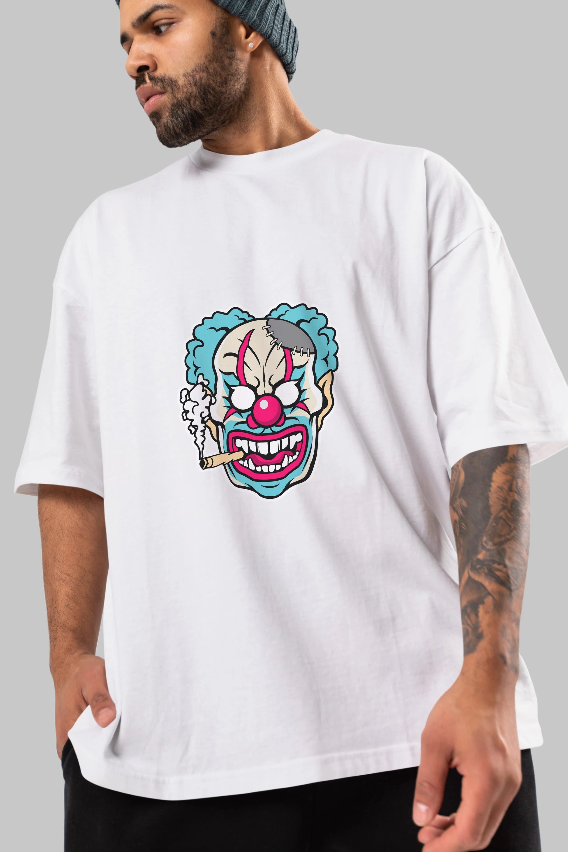 Clown Beast Ön Baskılı Oversize t-shirt Erkek Kadın Unisex %100 Pamuk tişort