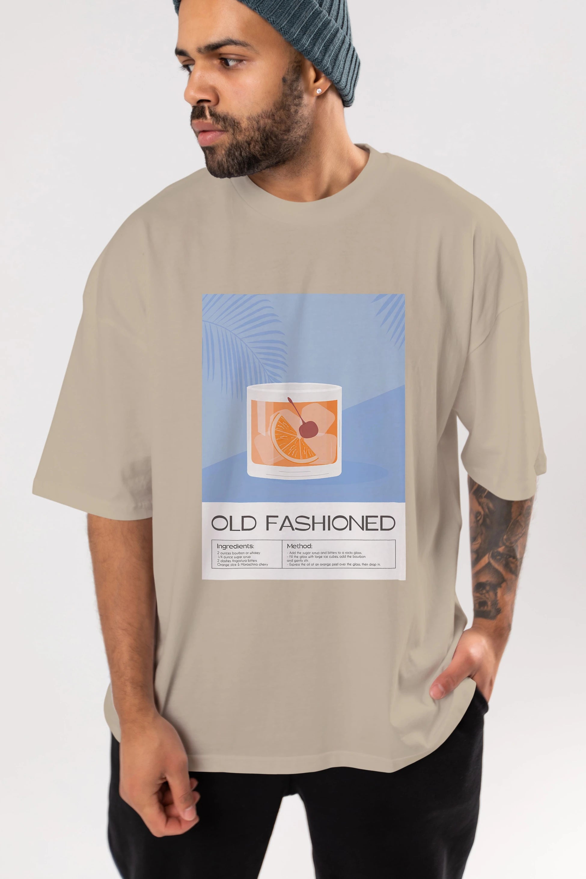 Old Fashioned 3 Ön Baskılı Oversize t-shirt Erkek Kadın Unisex %100 Pamuk Bisiklet Yaka tişort