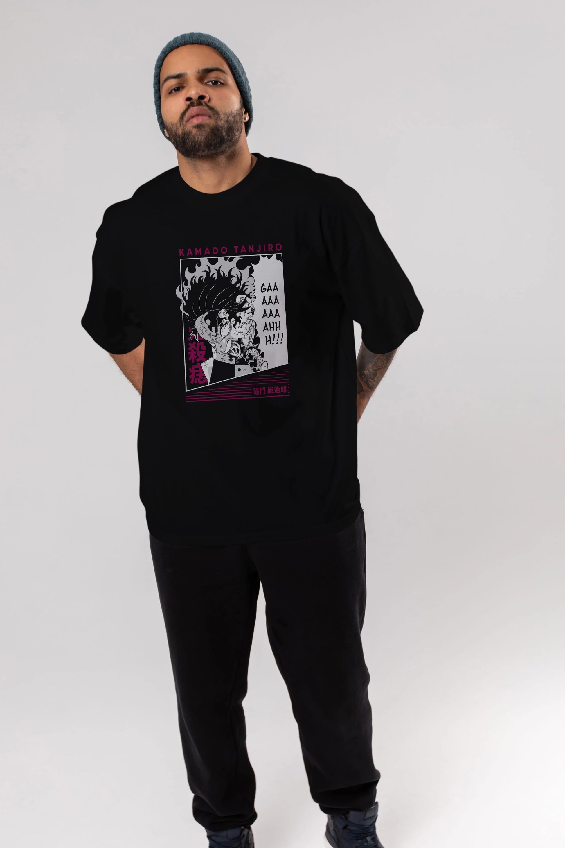 TANJIRO KAMADO 3 Anime Ön Baskılı Oversize t-shirt %100 pamuk Erkek Kadın Unisex