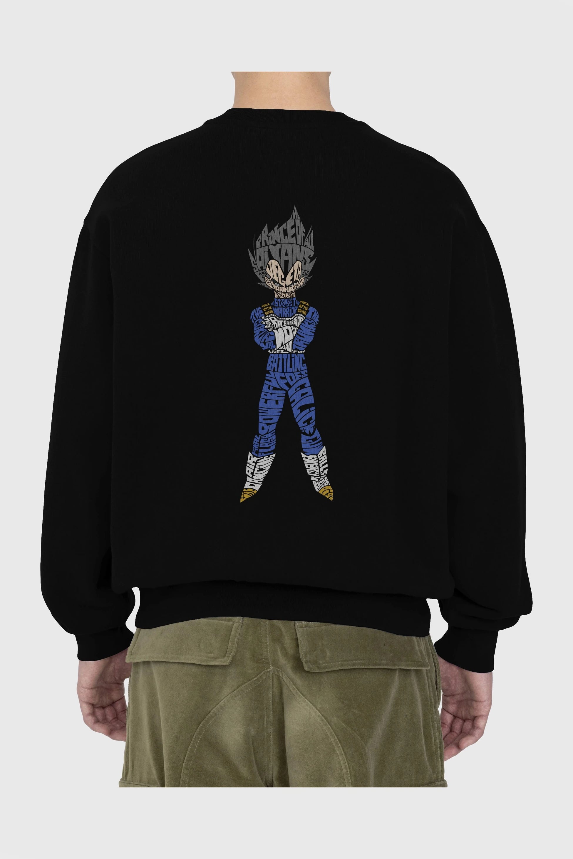 Vegeta Arka Baskılı Oversize Sweatshirt Erkek Kadın Unisex