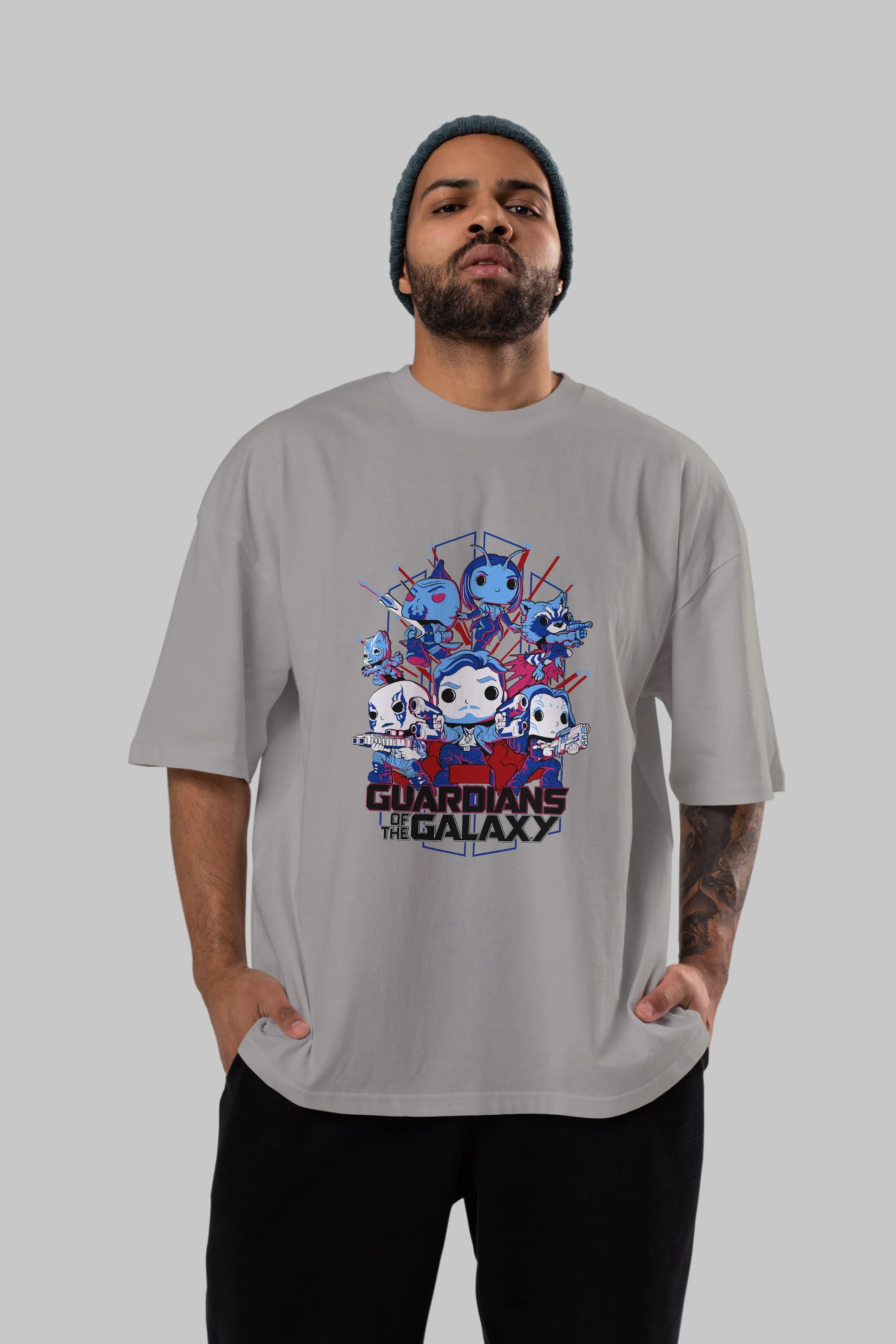 Guardians of the Galaxy Ön Baskılı Oversize t-shirt Erkek Kadın Unisex %100 Pamuk Bisiklet Yaka tişort