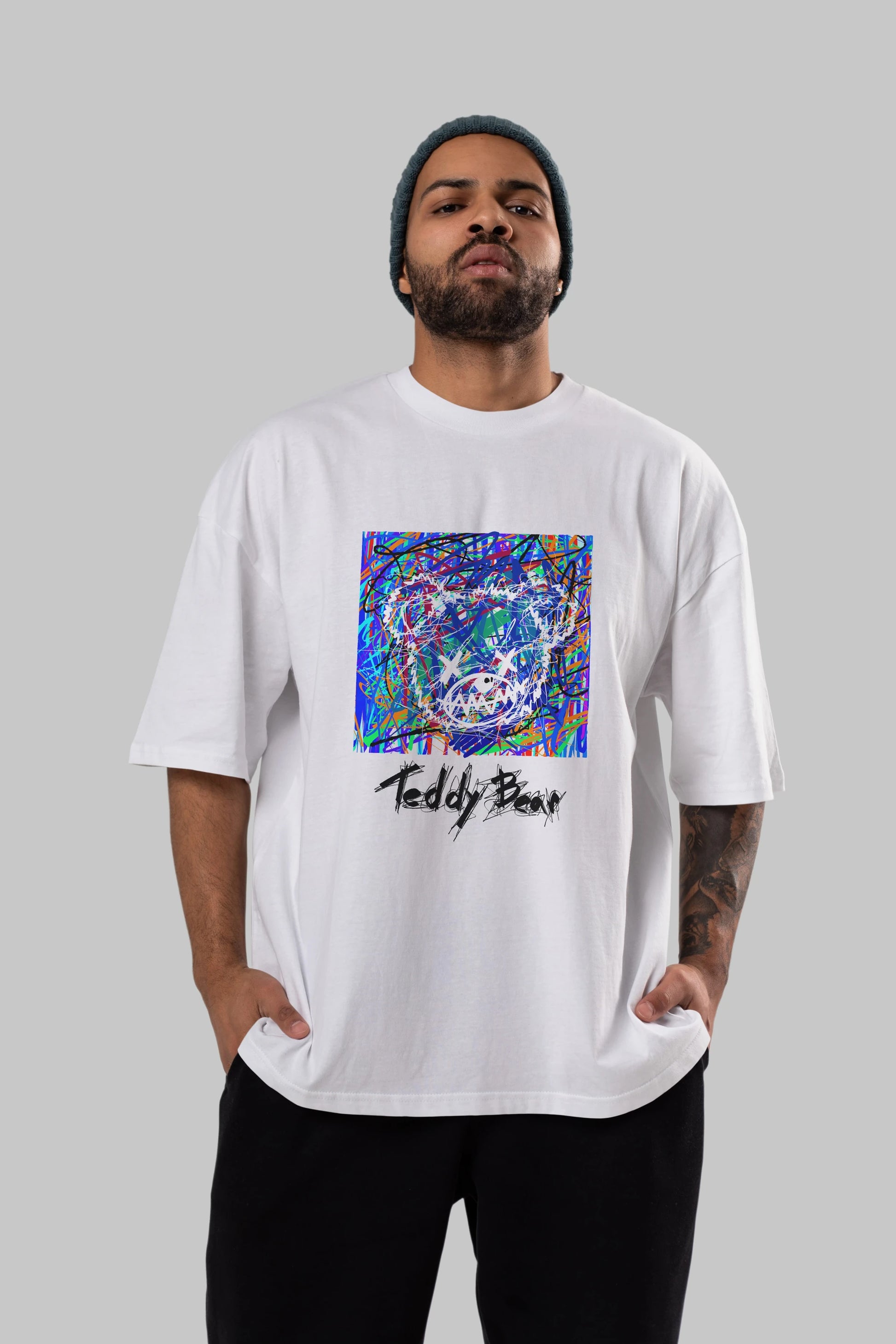 Teddy Bear 3 Ön Baskılı Oversize t-shirt Erkek Kadın Unisex