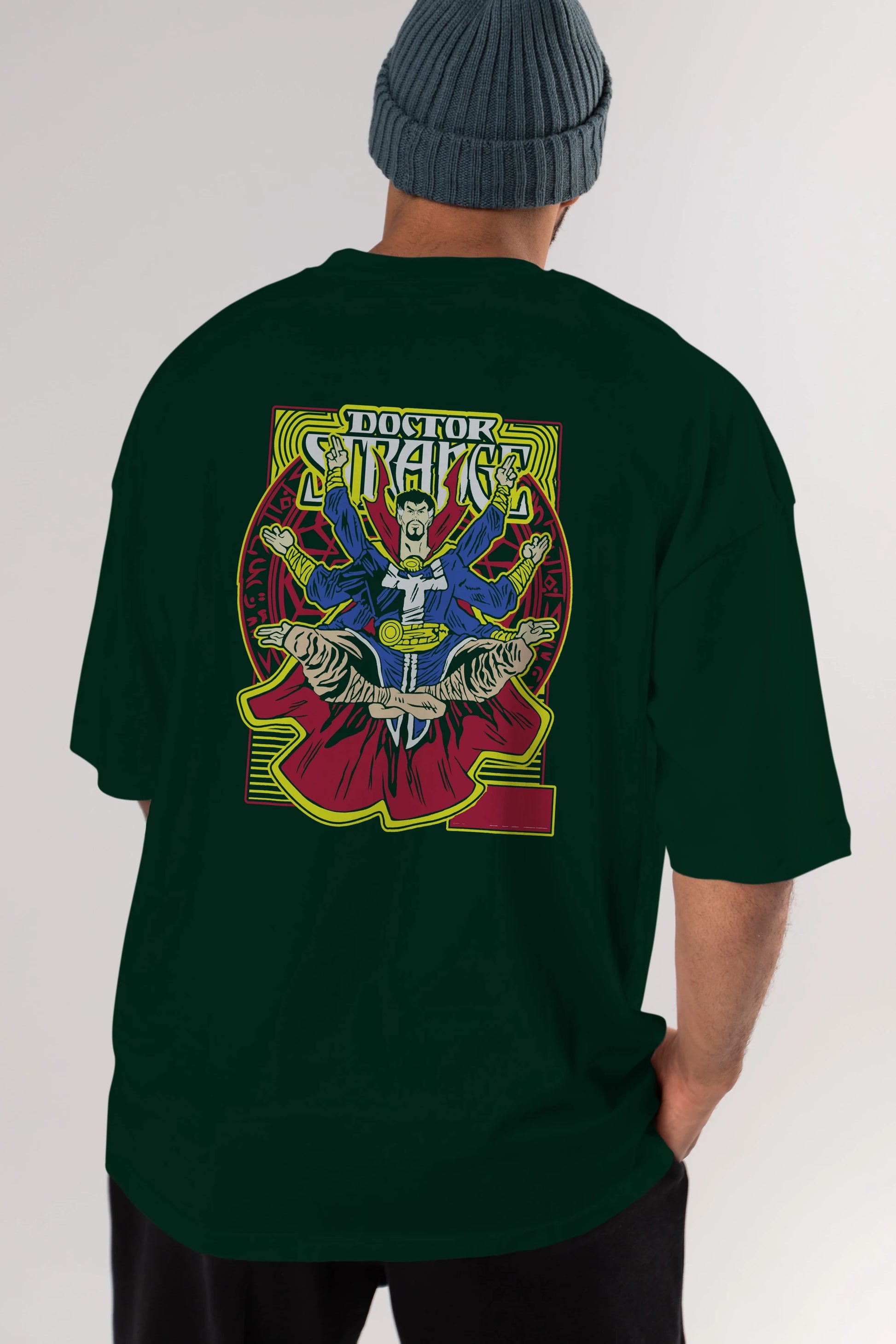 Doctor Strange (1) Arka Baskılı Oversize t-shirt Erkek Kadın Unisex %100 Pamuk Bisiklet Yaka tişort