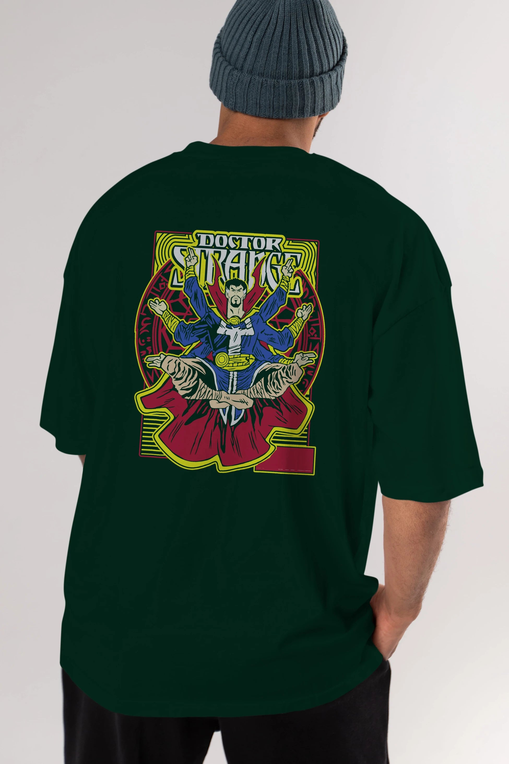 Doctor Strange (1) Arka Baskılı Oversize t-shirt Erkek Kadın Unisex %100 Pamuk Bisiklet Yaka tişort